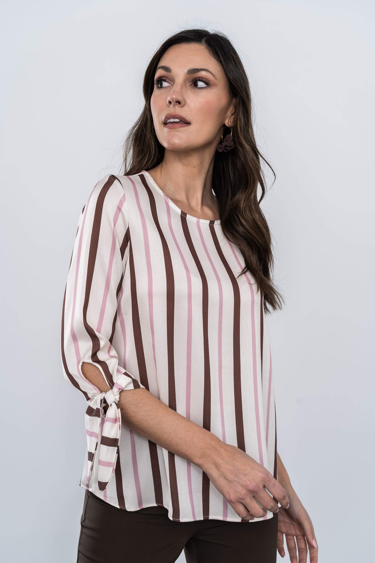 BLUSA RAYAS LAZOS PUNO CHOCOLATE - Imagen 5