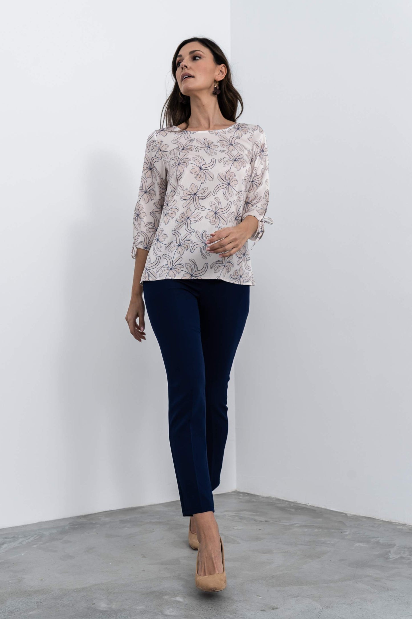 BLUSA HOJAS MANGA LACITOS CRUDO - Imagen 4