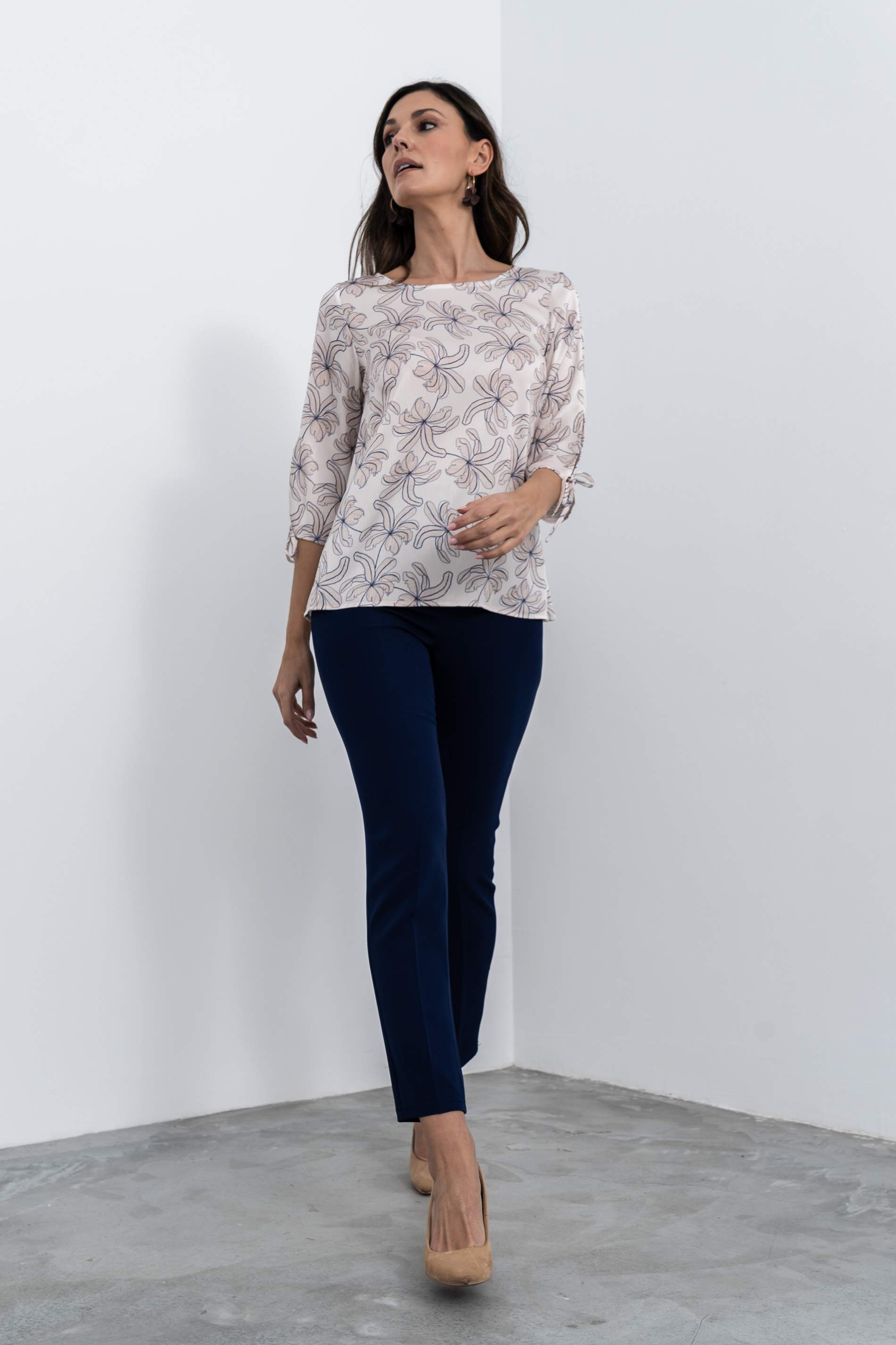 BLUSA HOJAS MANGA LACITOS CRUDO - Imagen 4
