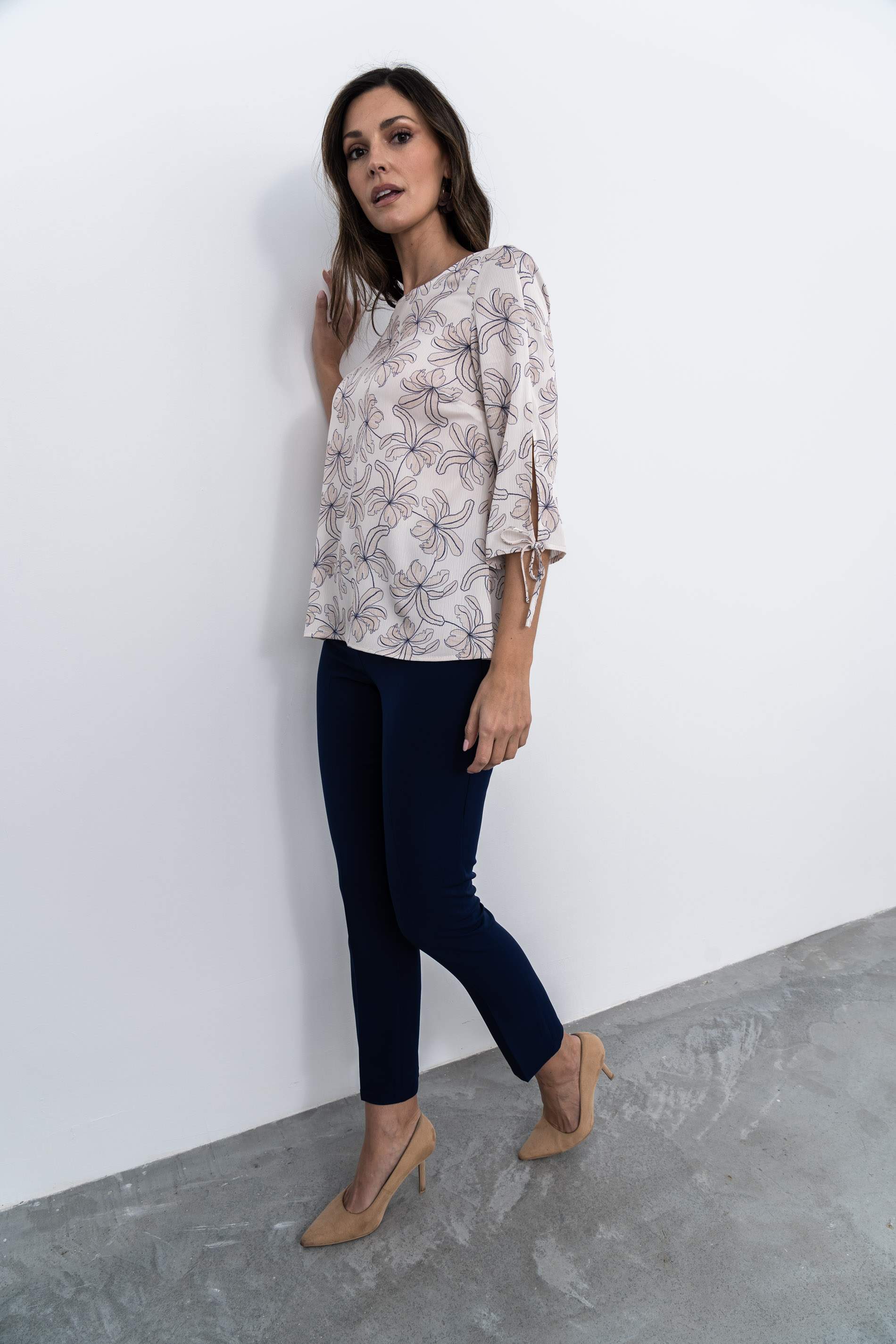 BLUSA HOJAS MANGA LACITOS CRUDO - Imagen 7