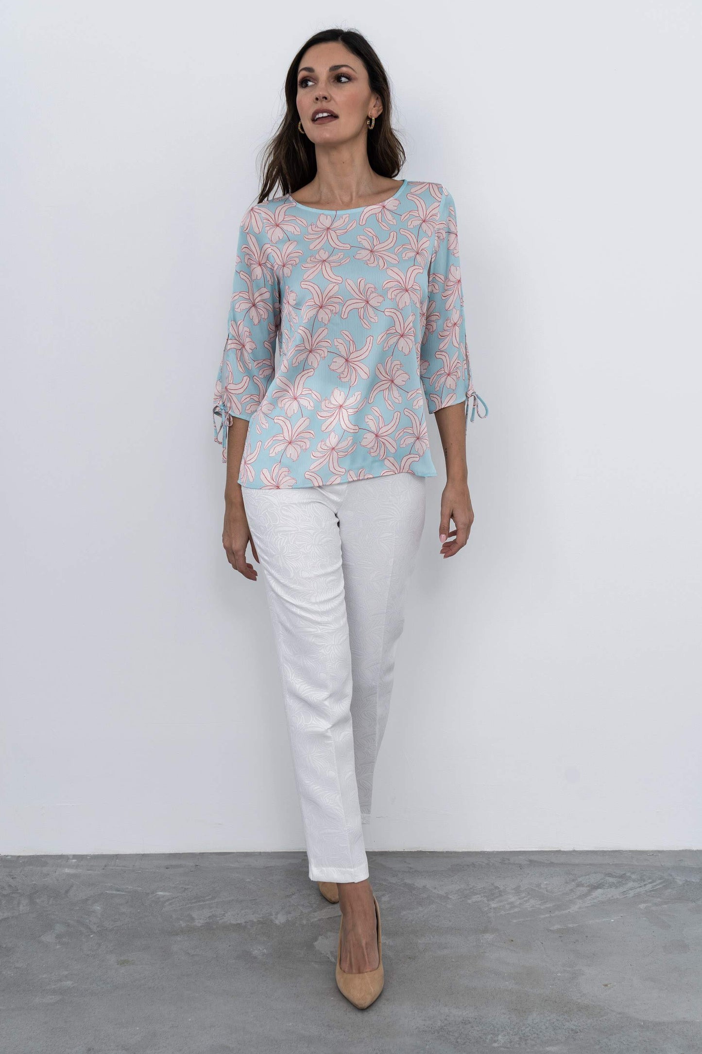 BLUSA HOJAS MANGA LACITOS AGUA - Imagen 5