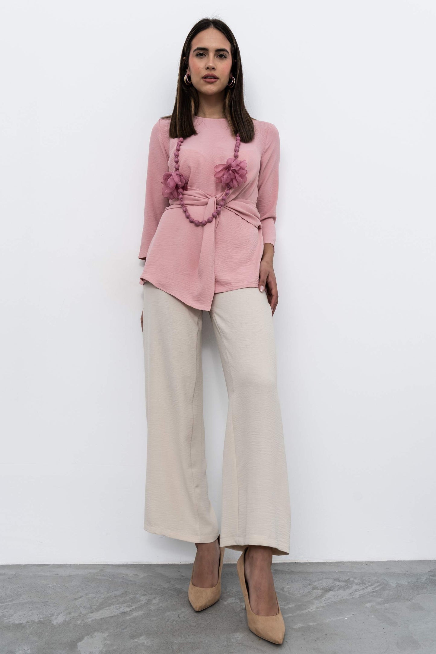 PANTALON ANCHO GOMA BEIGE