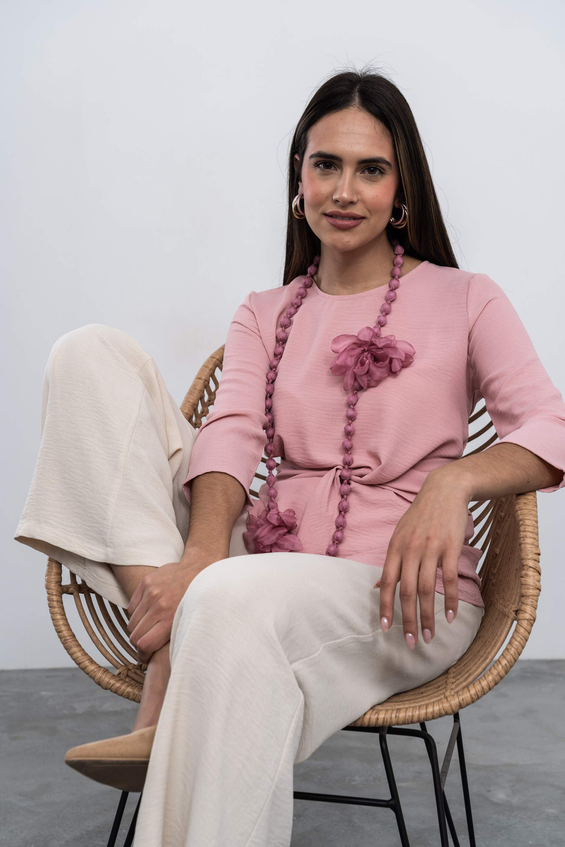 PANTALON ANCHO GOMA BEIGE - Imagen 2