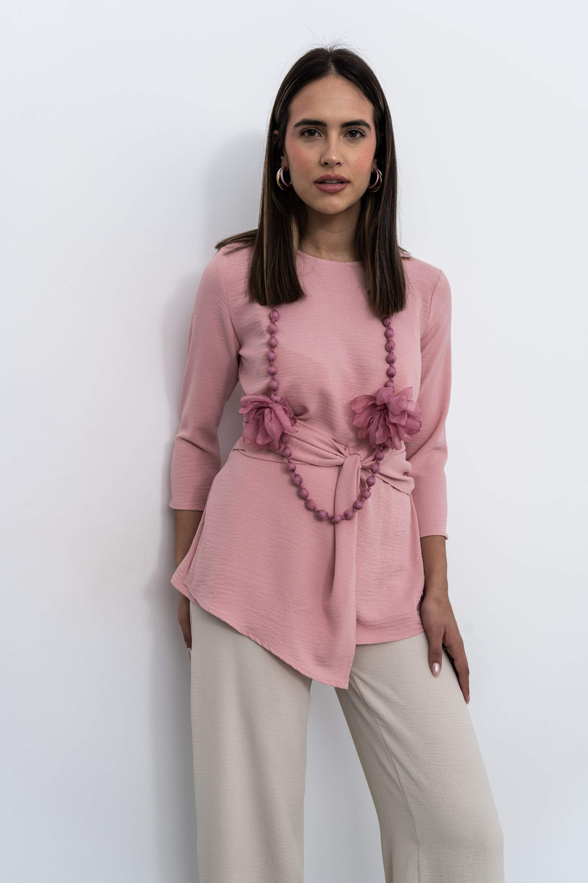 PANTALON ANCHO GOMA BEIGE - Imagen 5