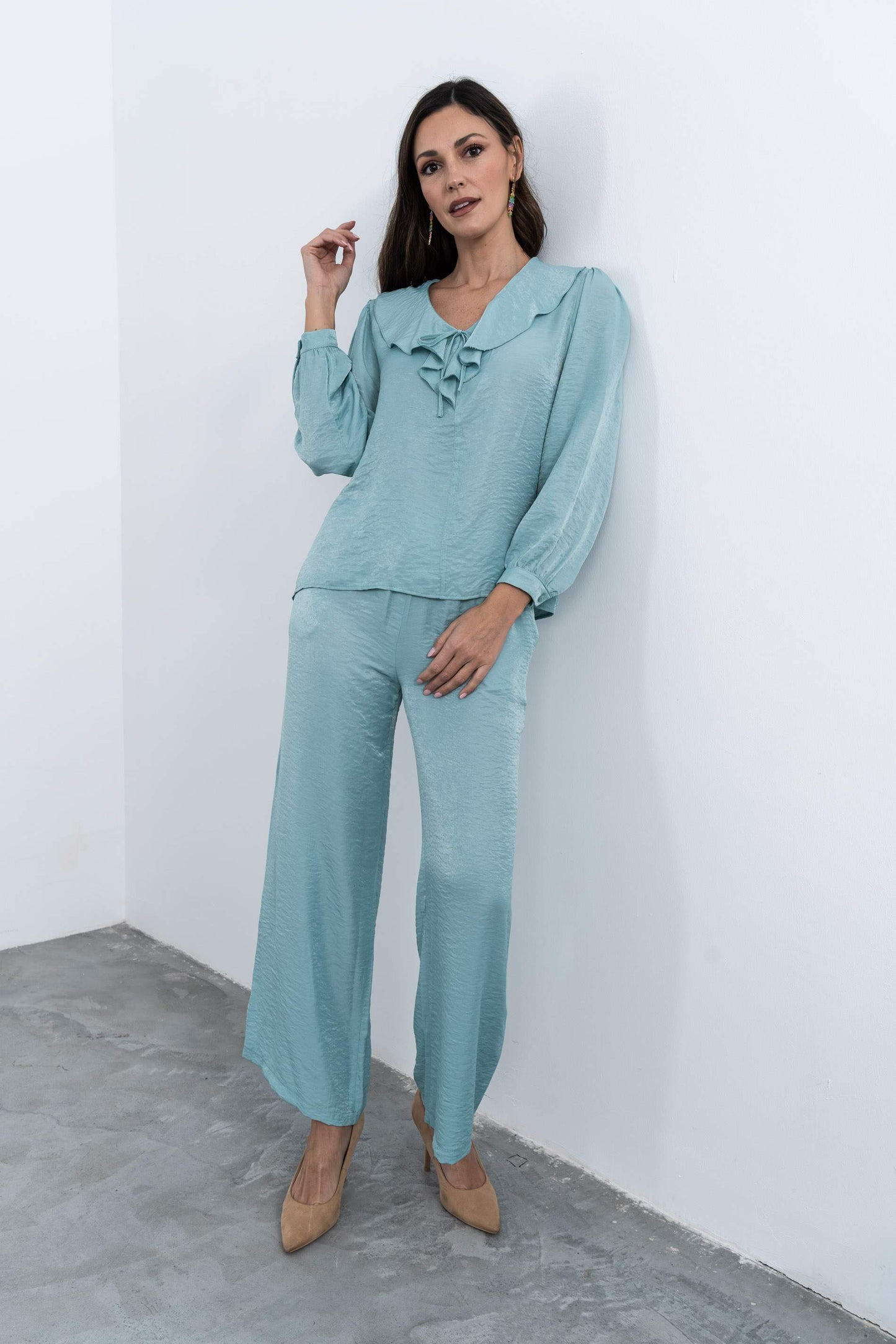 BLUSA CUELLO VOLANTE AGUA - Imagen 7