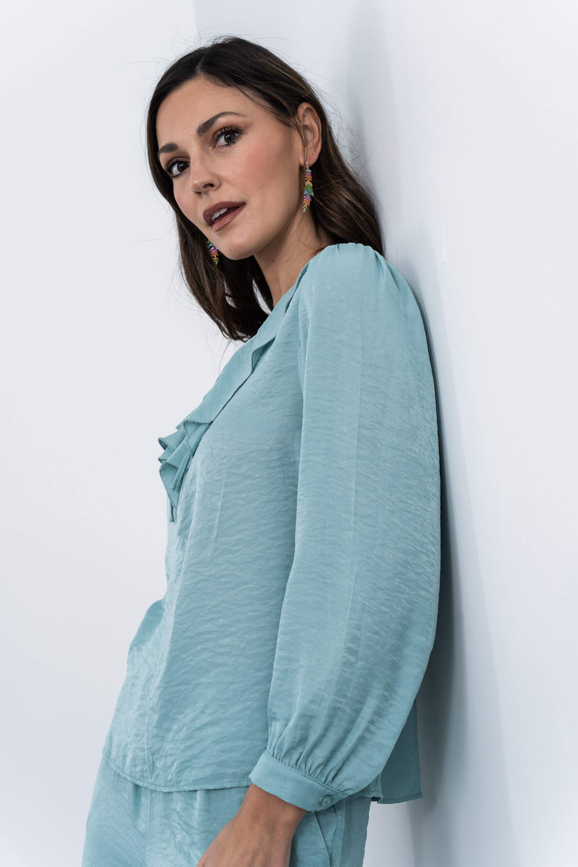 BLUSA CUELLO VOLANTE AGUA - Imagen 8