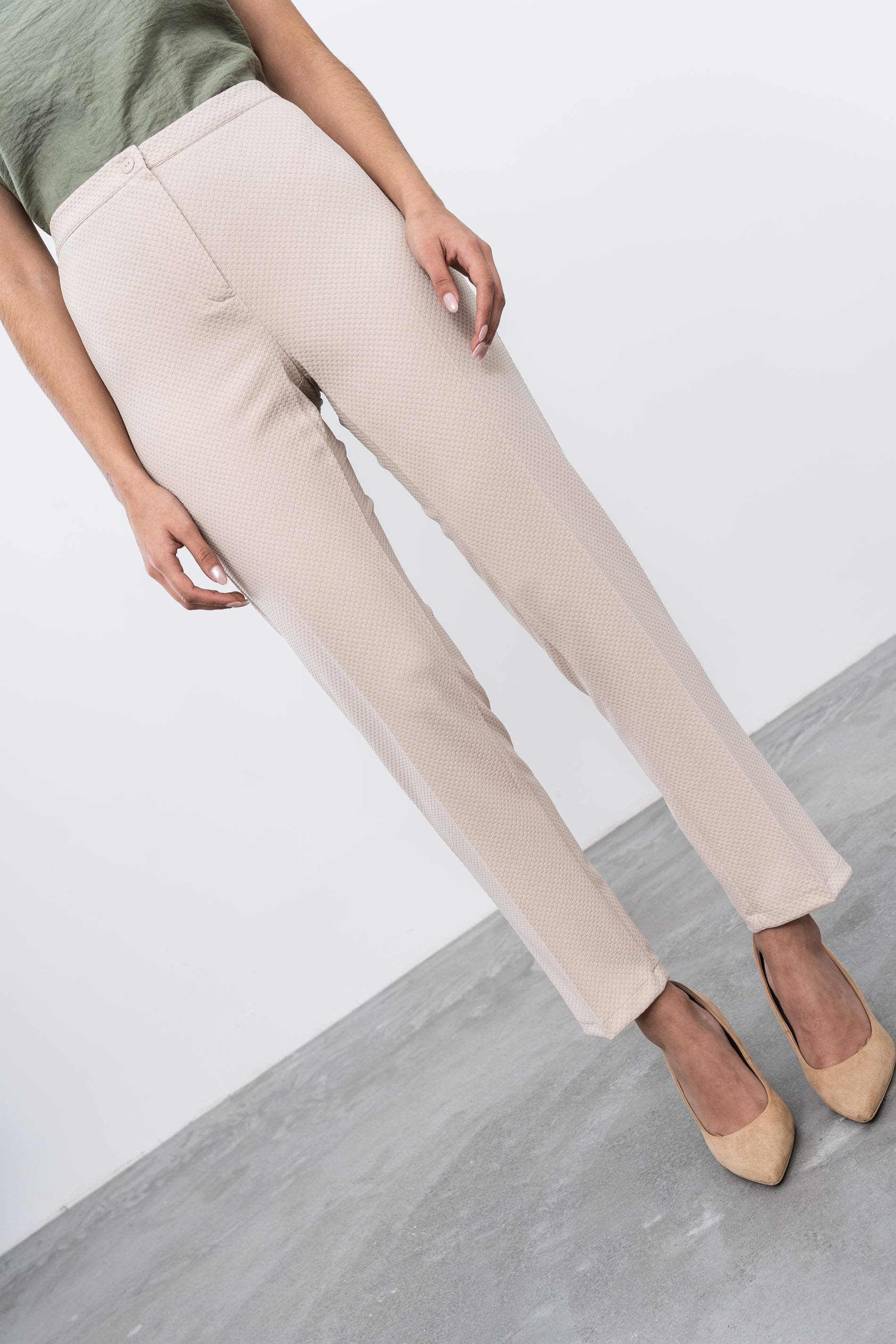 PANTALON JACQUARD BEIGE - Imagen 2