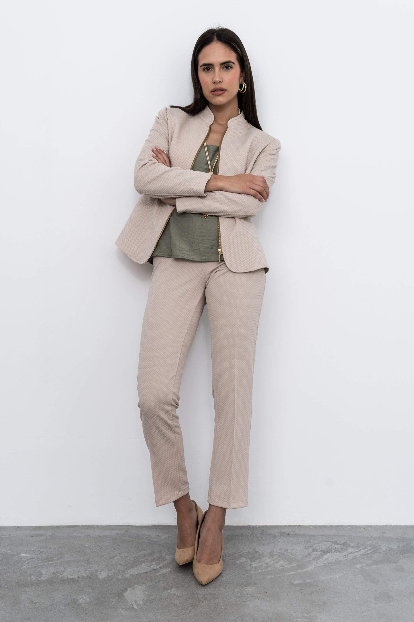 PANTALON JACQUARD BEIGE - Imagen 3