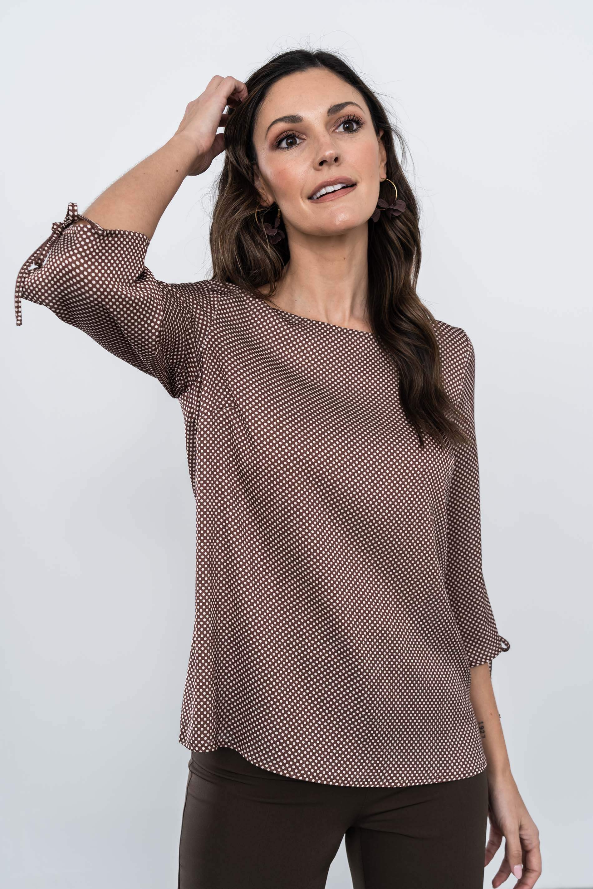 BLUSA MANGA LACITOS CHOCOLATE - Imagen 2