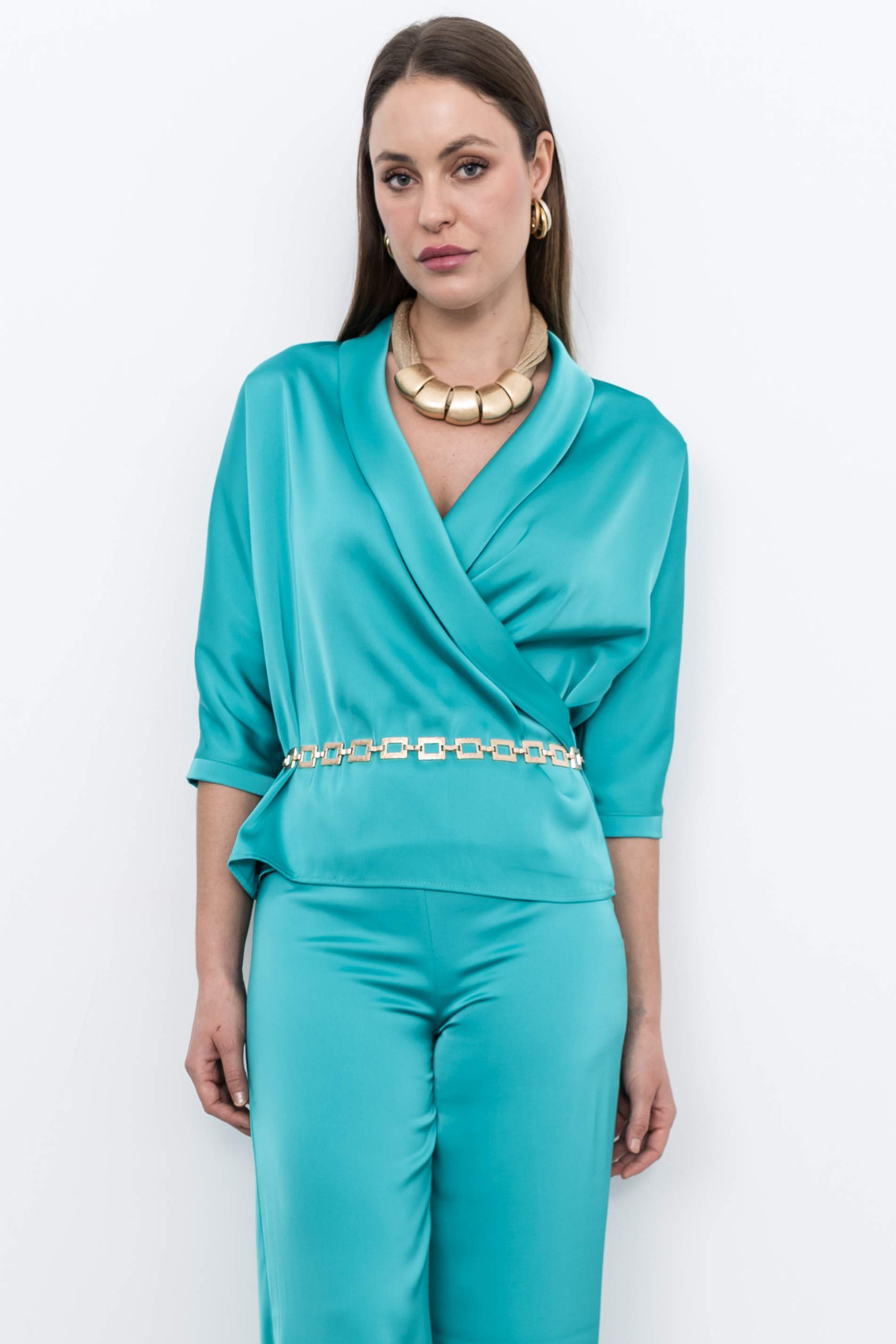 BLUSA SMOKING SATINADA ESMERALDA - Imagen 5