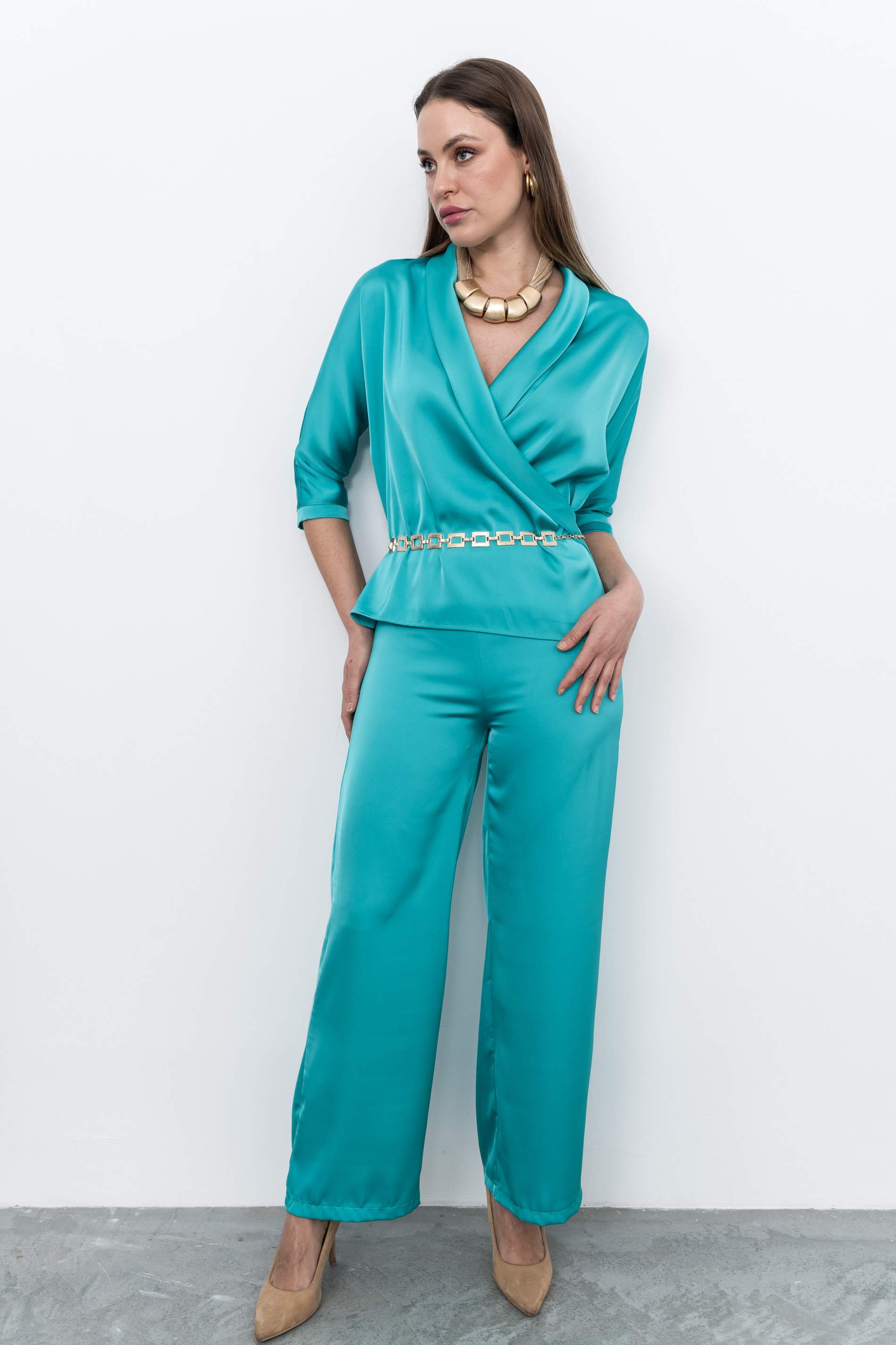 PANTALON VESTIR SATINADO ESMERALDA