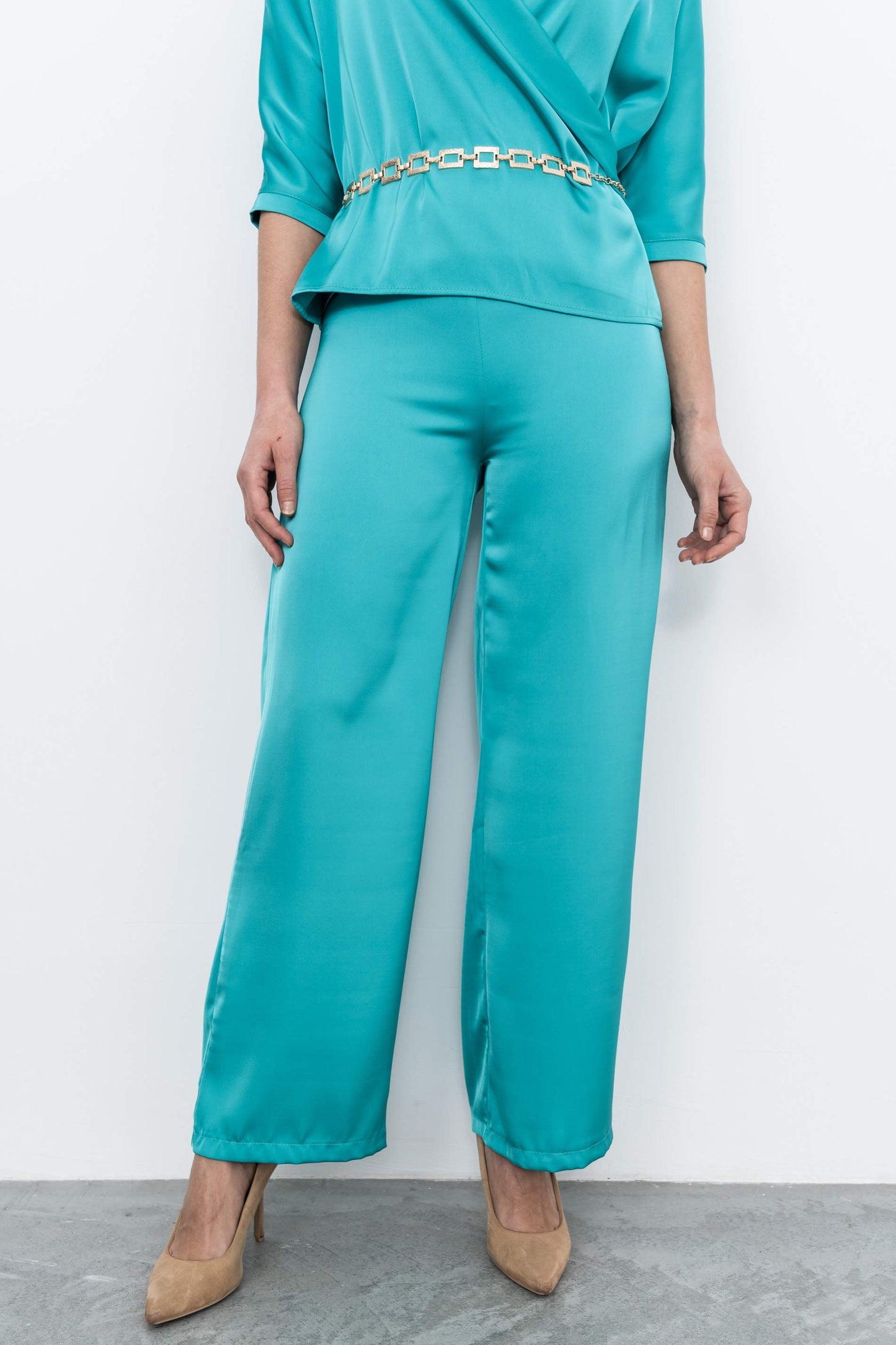 PANTALON VESTIR SATINADO ESMERALDA - Imagen 2