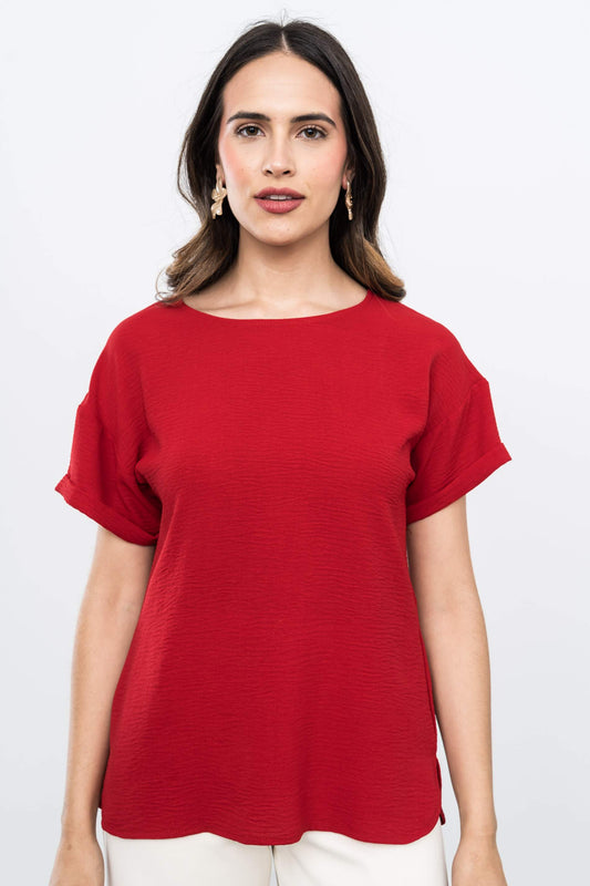 BLUSA MANGA CAIDA ROJO