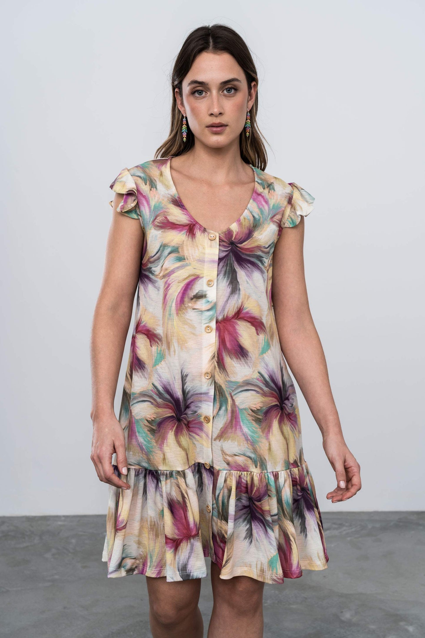 VESTIDO BOTONES PINCELADAS - Imagen 3