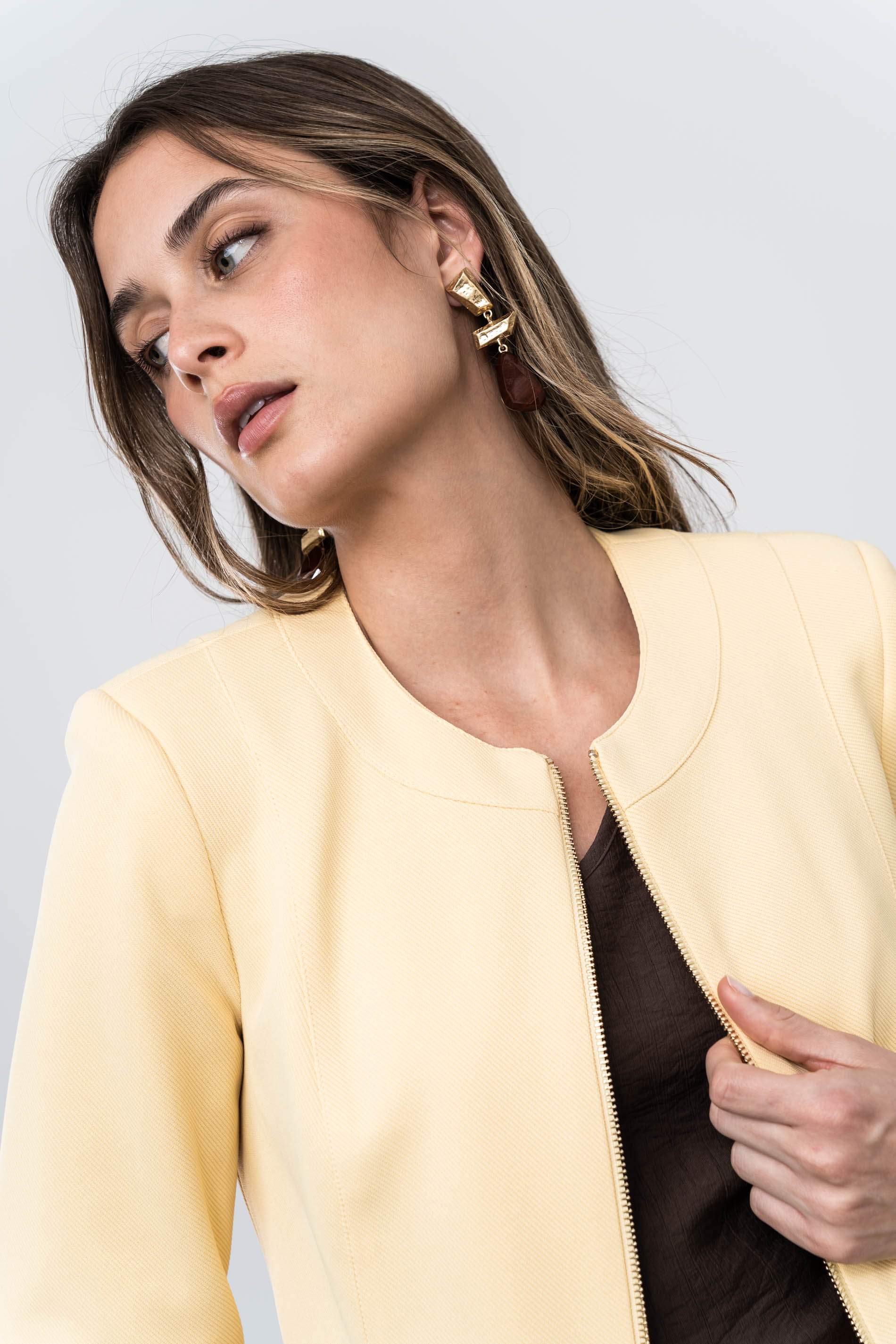 CHAQUETA CREMALLERA TAPETAS VAINILLA - Imagen 3