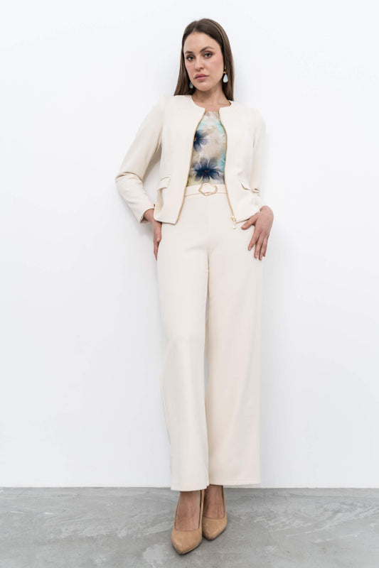 PANTALON ANCHO VESTIR HEBILLA CRUDO