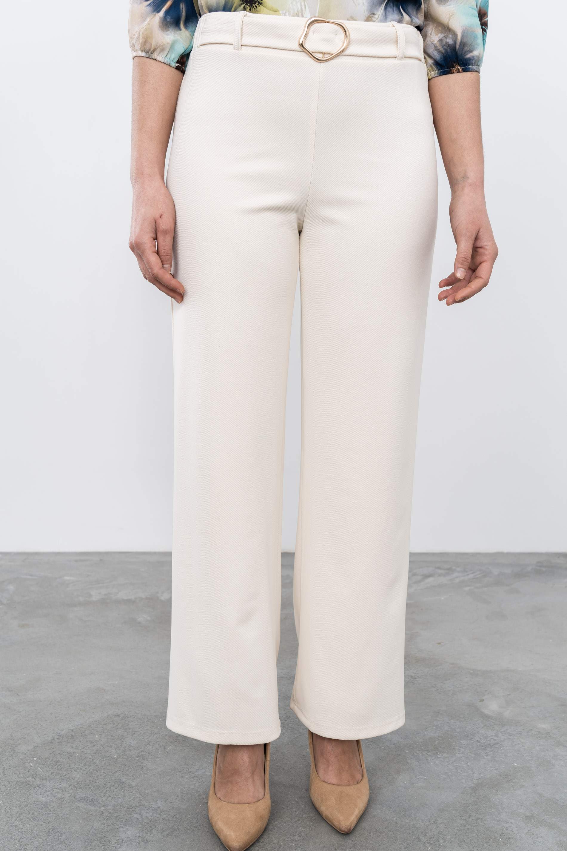 PANTALON ANCHO VESTIR HEBILLA CRUDO - Imagen 3