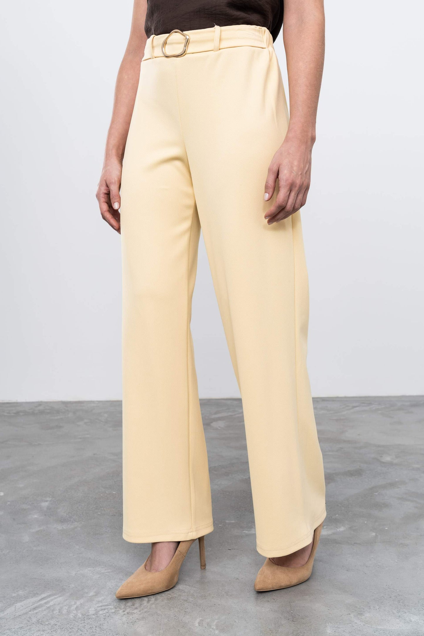 PANTALON ANCHO VESTIR HEBILLA VAINILLA - Imagen 7