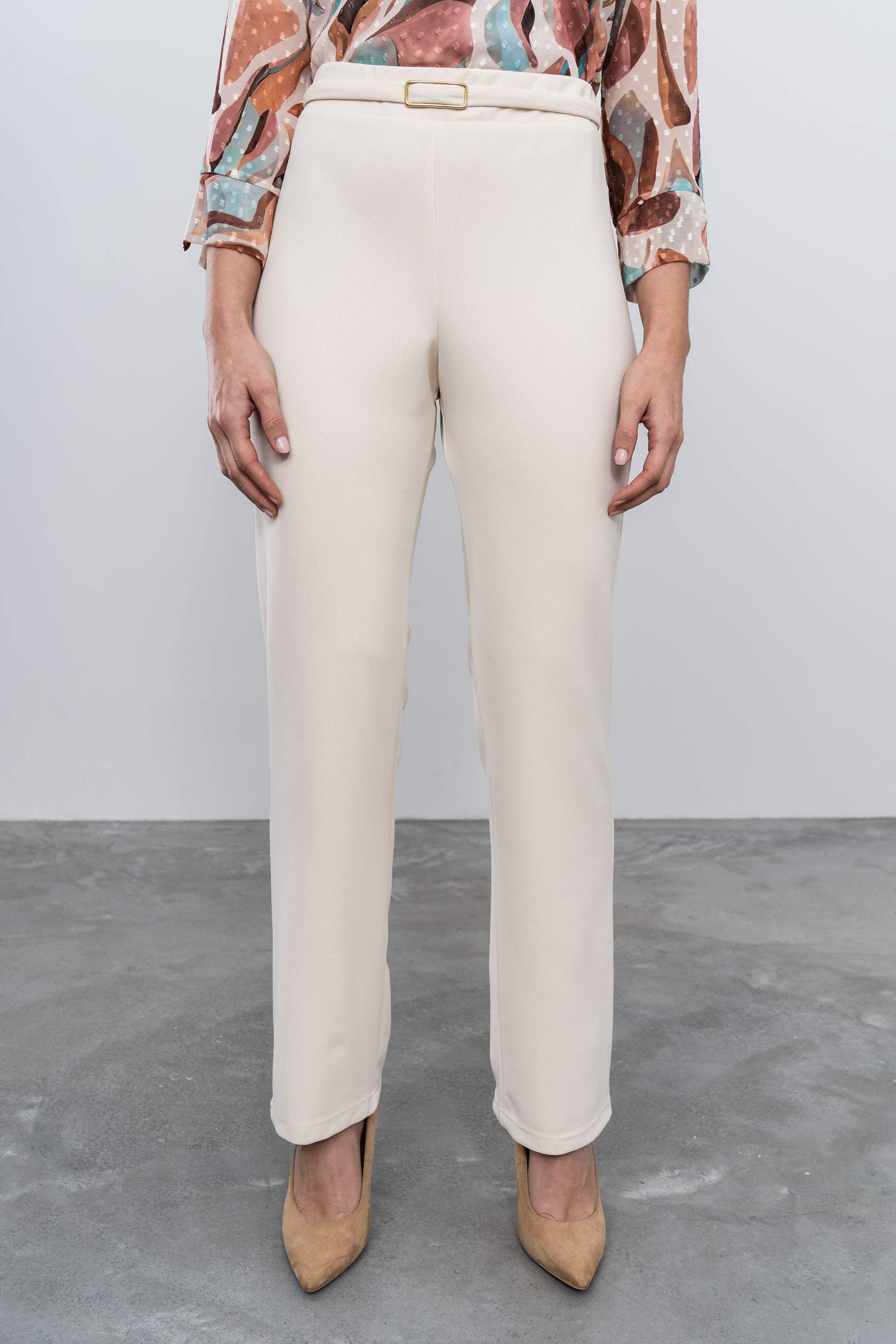 PANTALON RECTO VESTIR HEBILLA CRUDO - Imagen 3