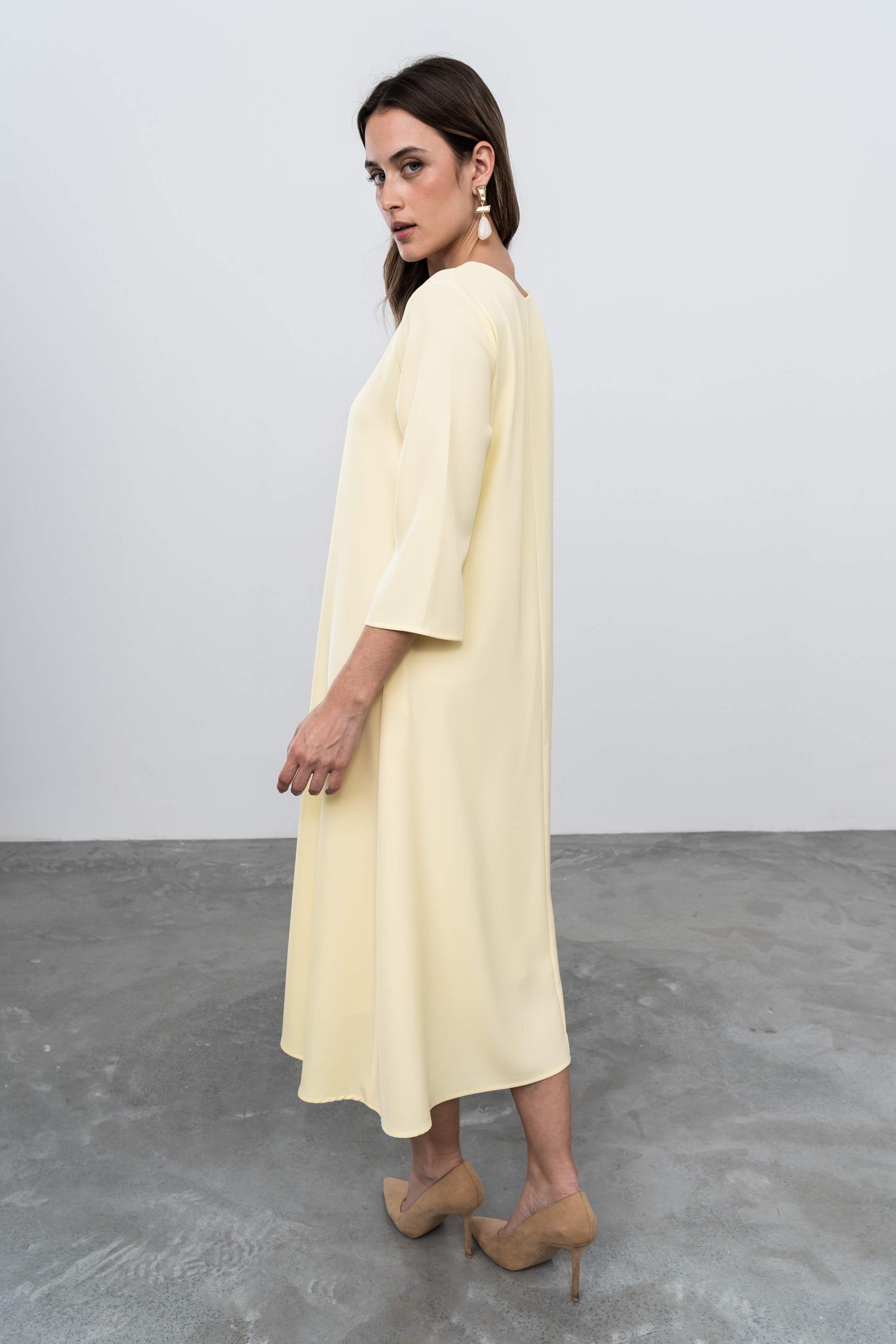 VESTIDO FUELLE BOTON ORO VAINILLA - Imagen 8