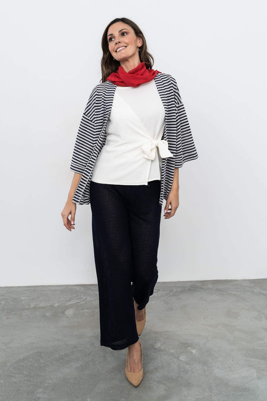 PANTALÓN FLUIDO JACQUARD MARINO