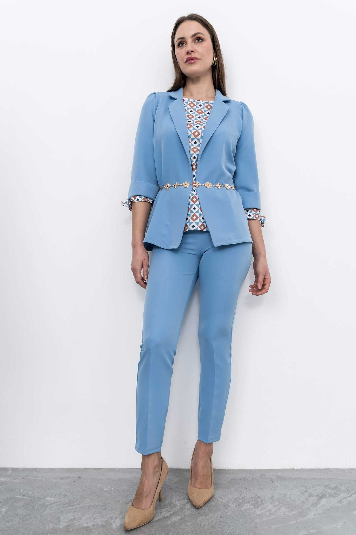 CHAQUETA MANGA VUELTA AZUL - Imagen 3