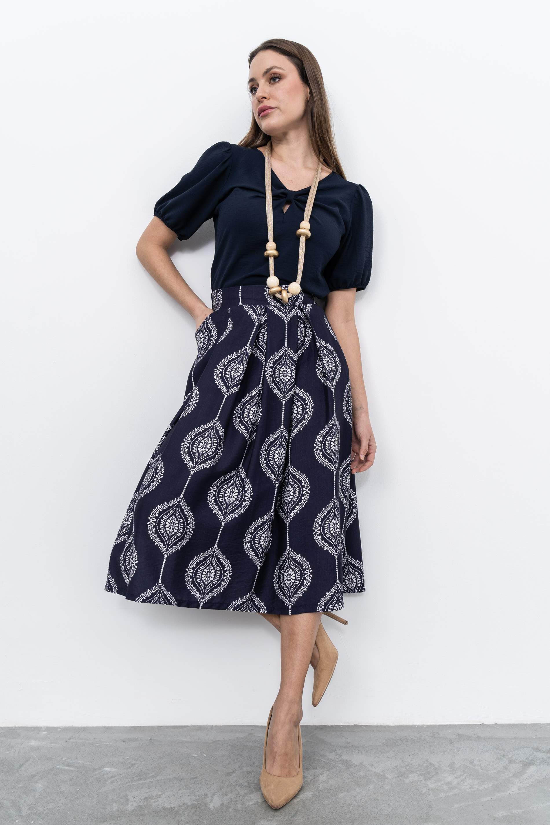 BLUSA DETALLE LAZO ESCOTE MARINO - Imagen 3