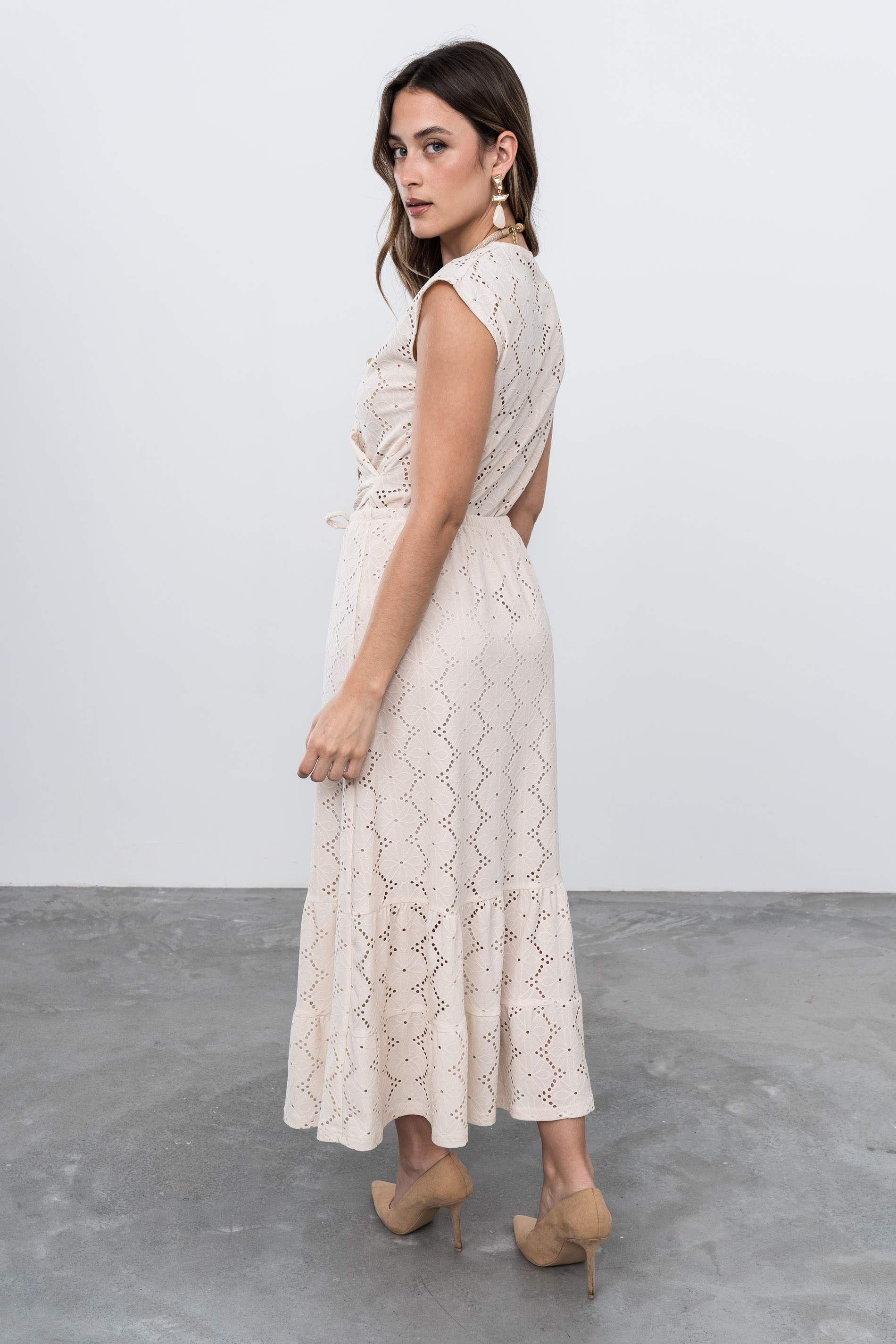 FALDA TEJIDO PERFORADO BEIGE - Imagen 8