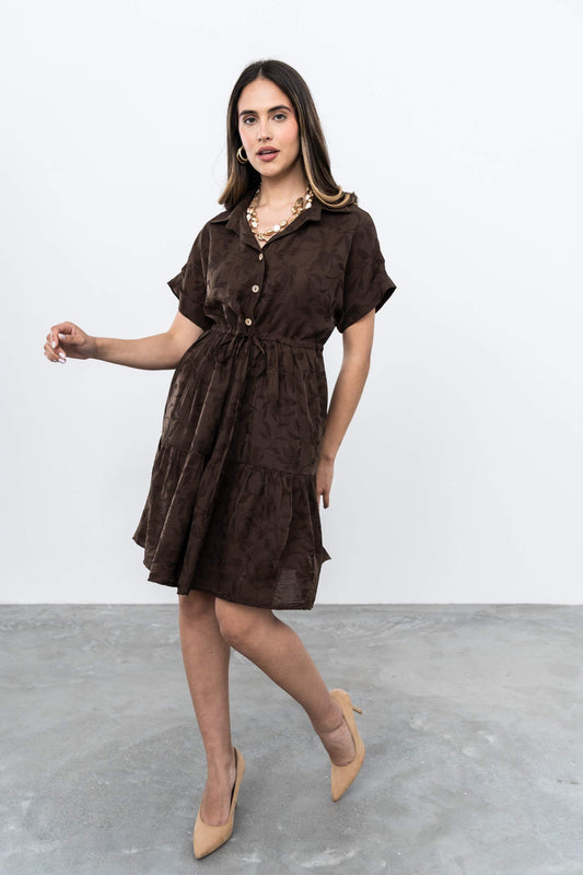 VESTIDO BOTONES TEJIDO FANTASÍA CHOCOLATE