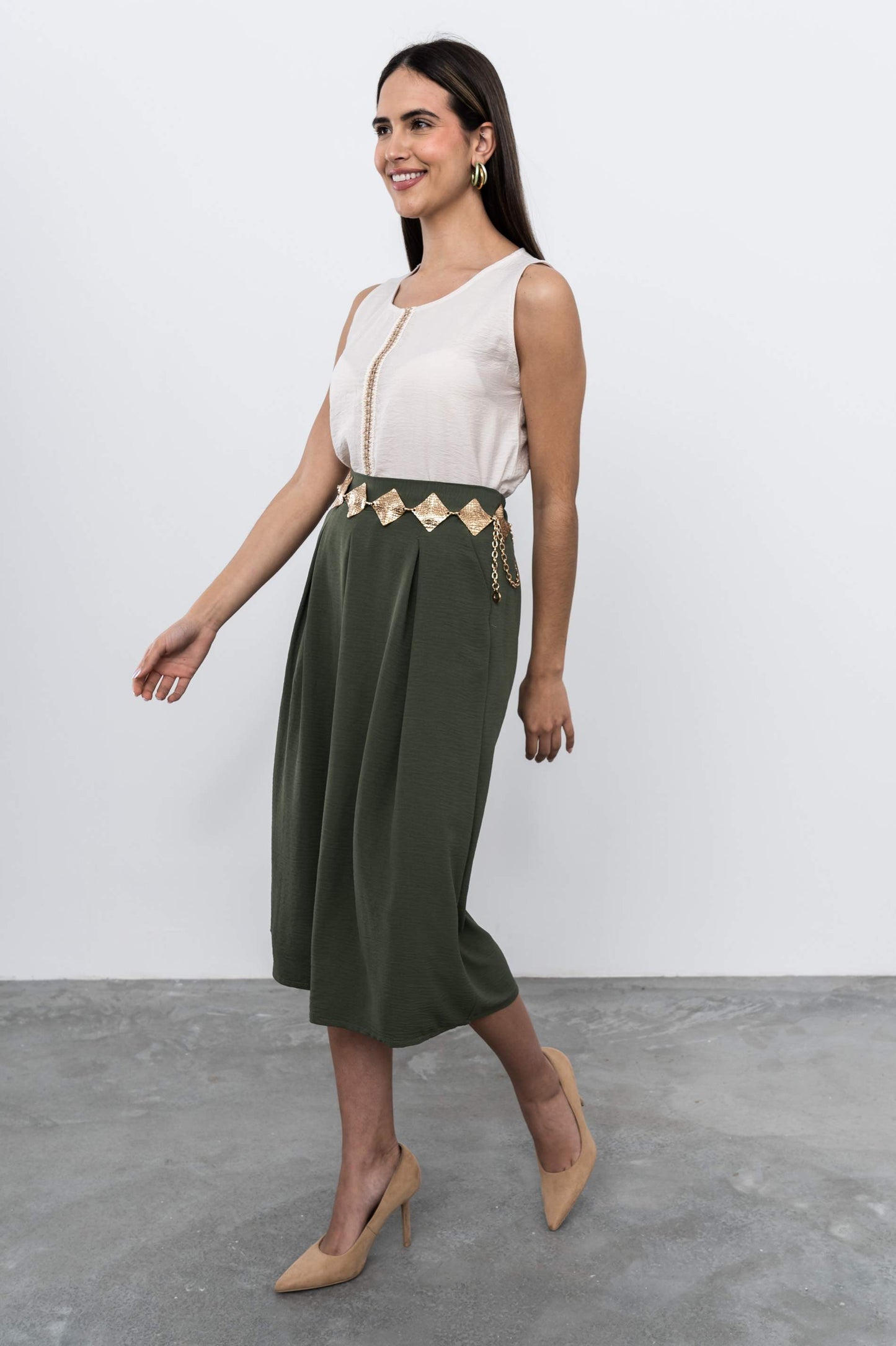 FALDA PANTALON TABLAS KAKI - Imagen 5