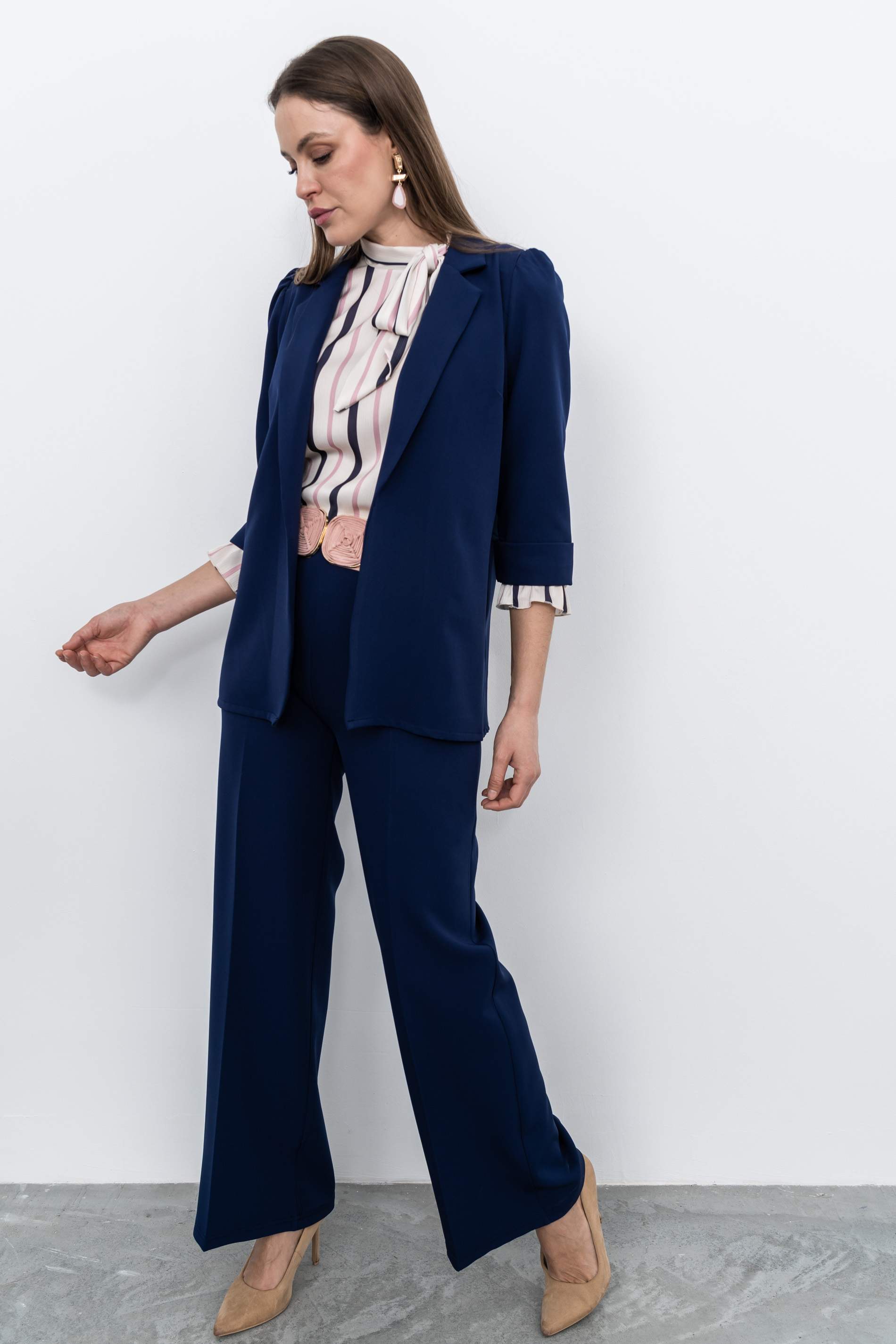 PANTALON PIERNA ANCHA VESTIR MARINO