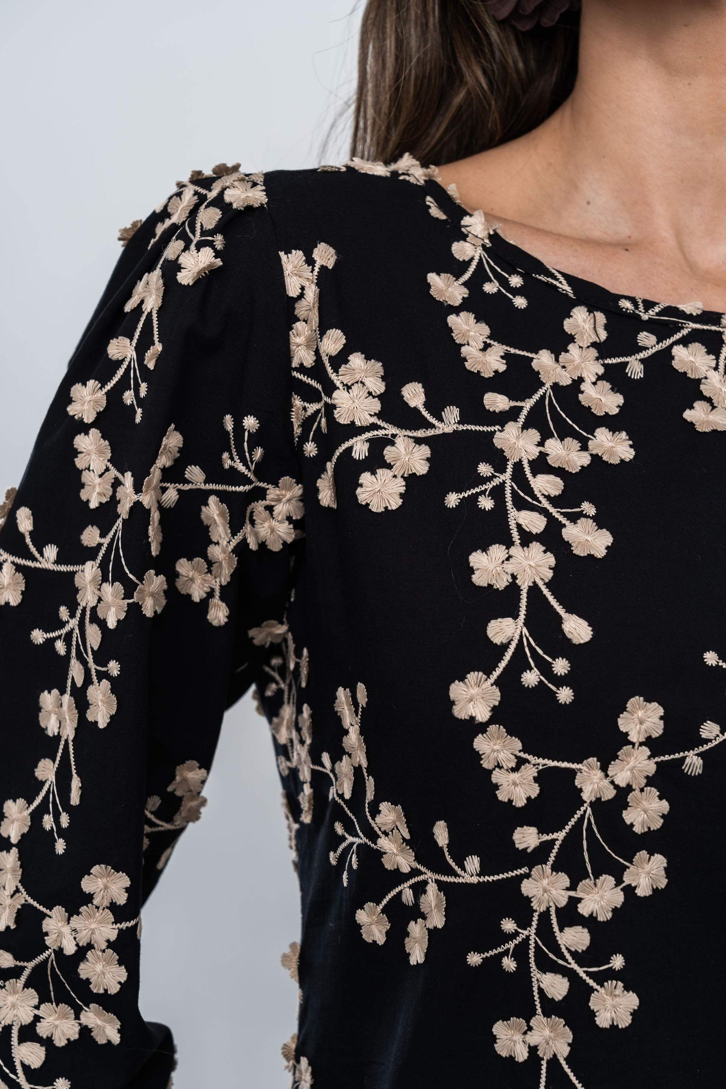 BLUSA TEJIDO FANTASIA RAMILLETE NEGRO - Imagen 7
