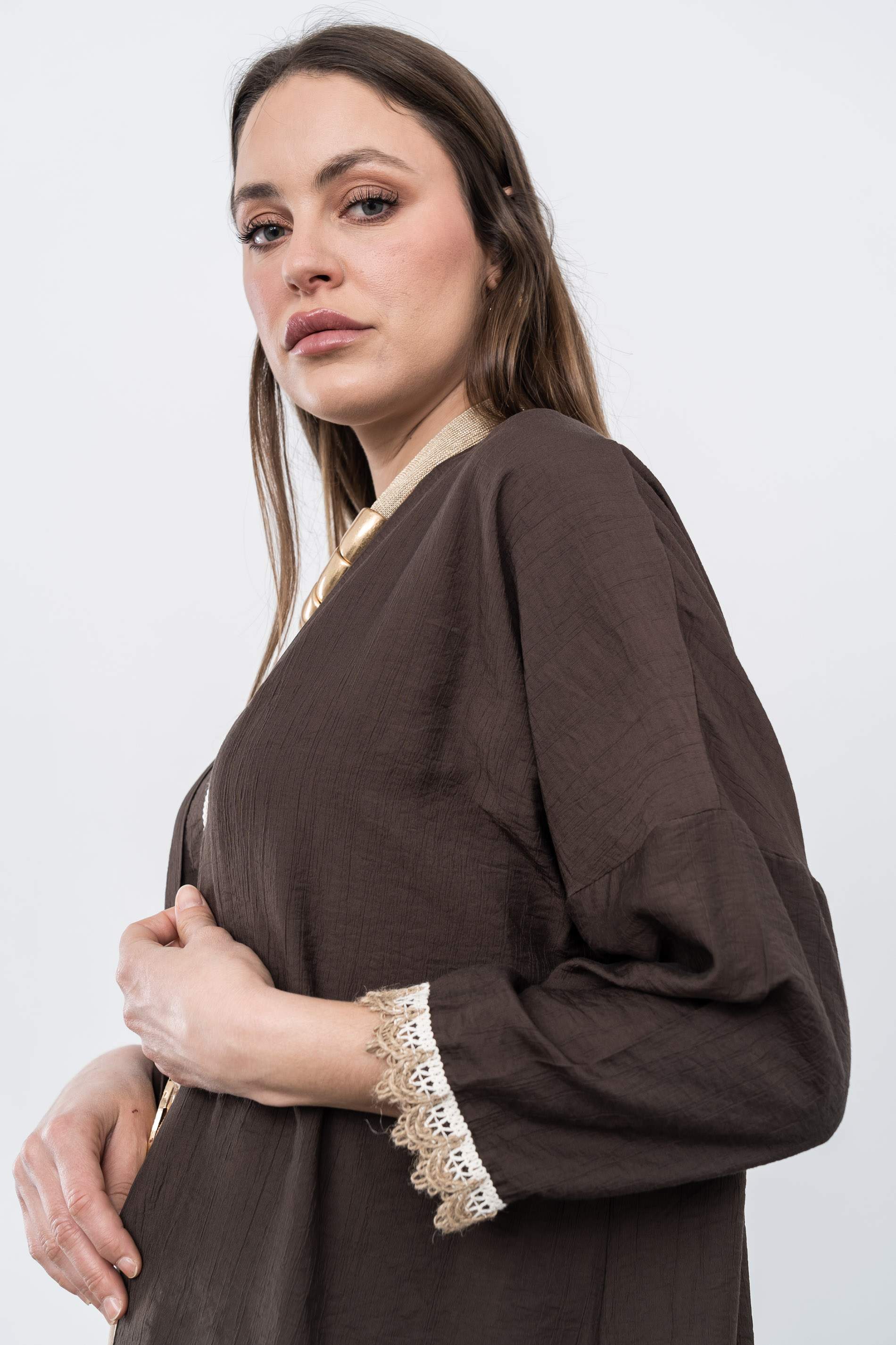 KIMONO DETALLE CUERDA CHOCOLATE - Imagen 6