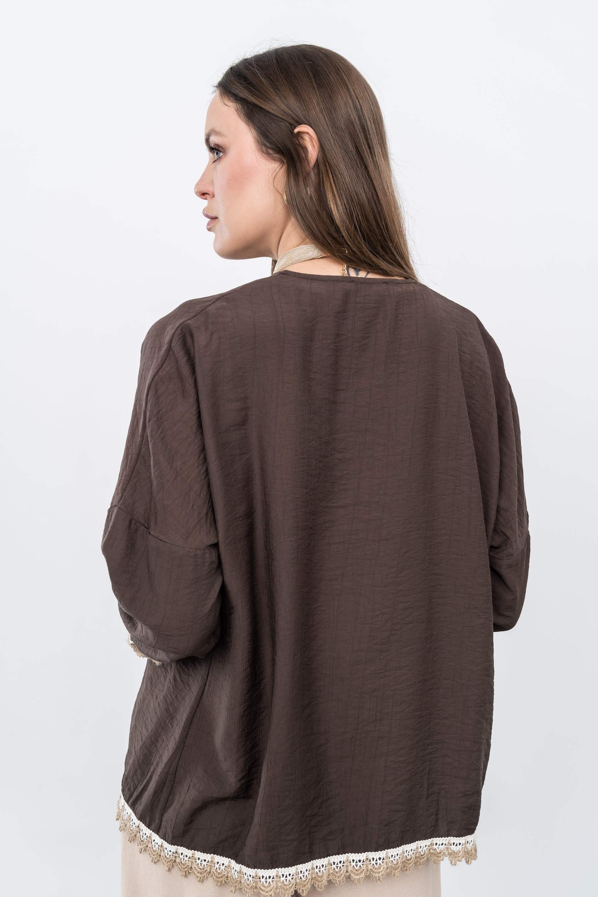 KIMONO DETALLE CUERDA CHOCOLATE - Imagen 8