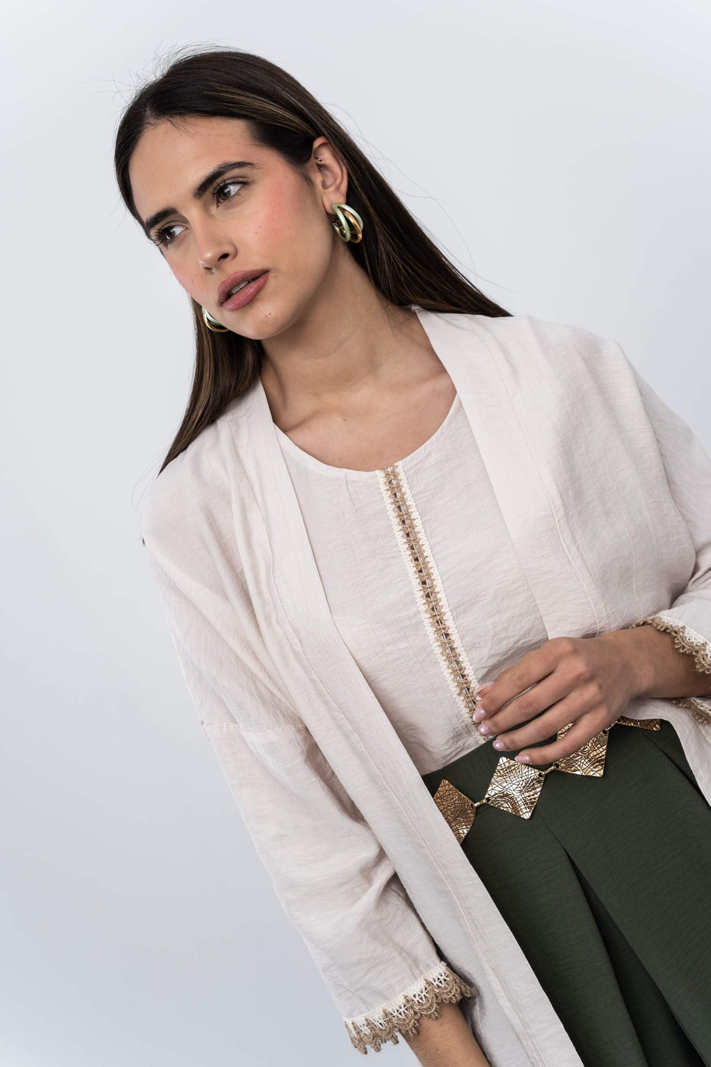 KIMONO DETALLE CUERDA BEIGE - Imagen 6