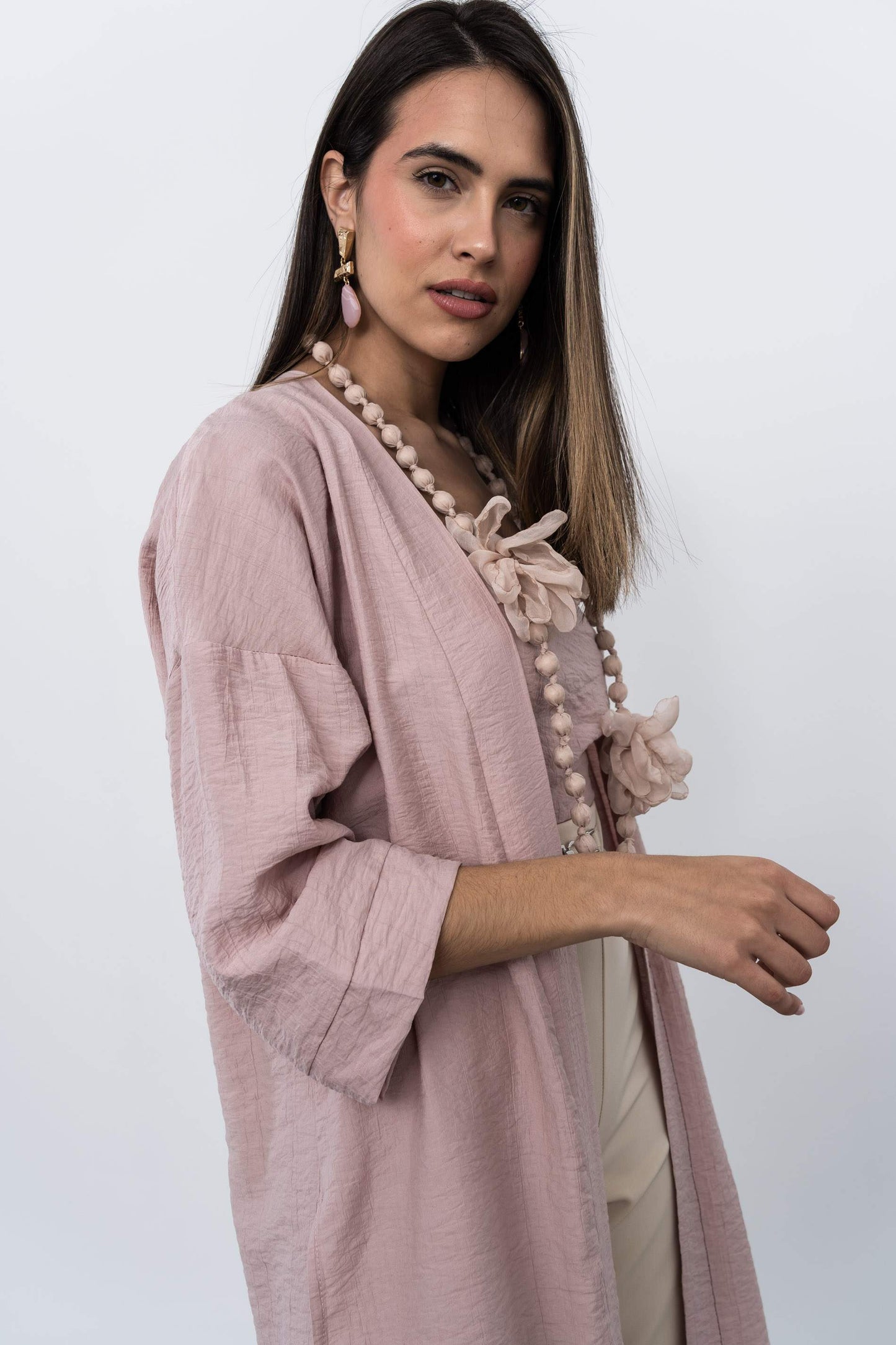 KIMONO LARGO ABERTURAS NUDE - Imagen 3