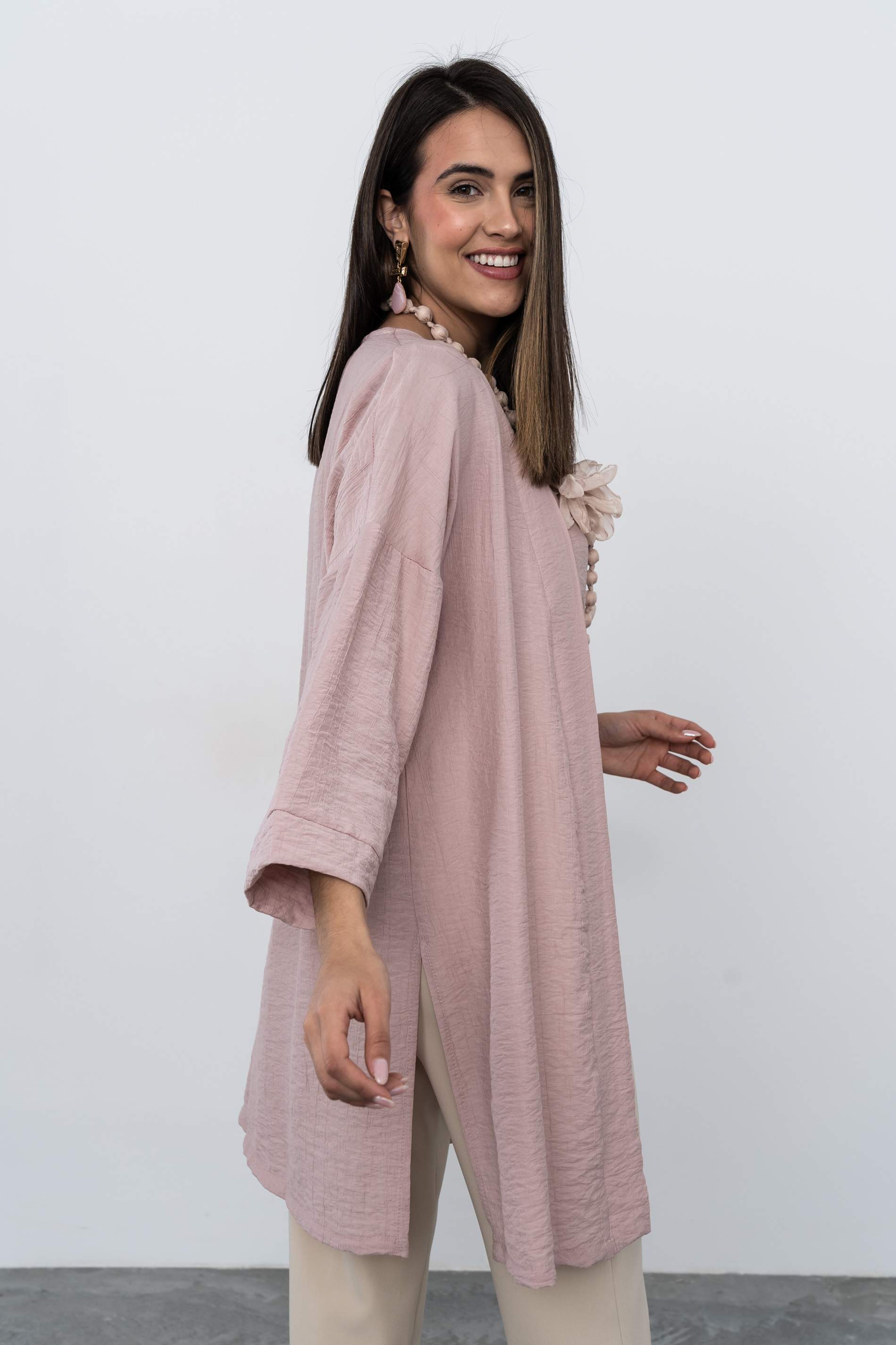 KIMONO LARGO ABERTURAS NUDE - Imagen 6