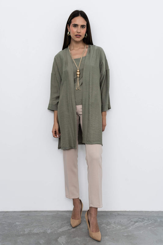 KIMONO LARGO ABERTURAS KAKI