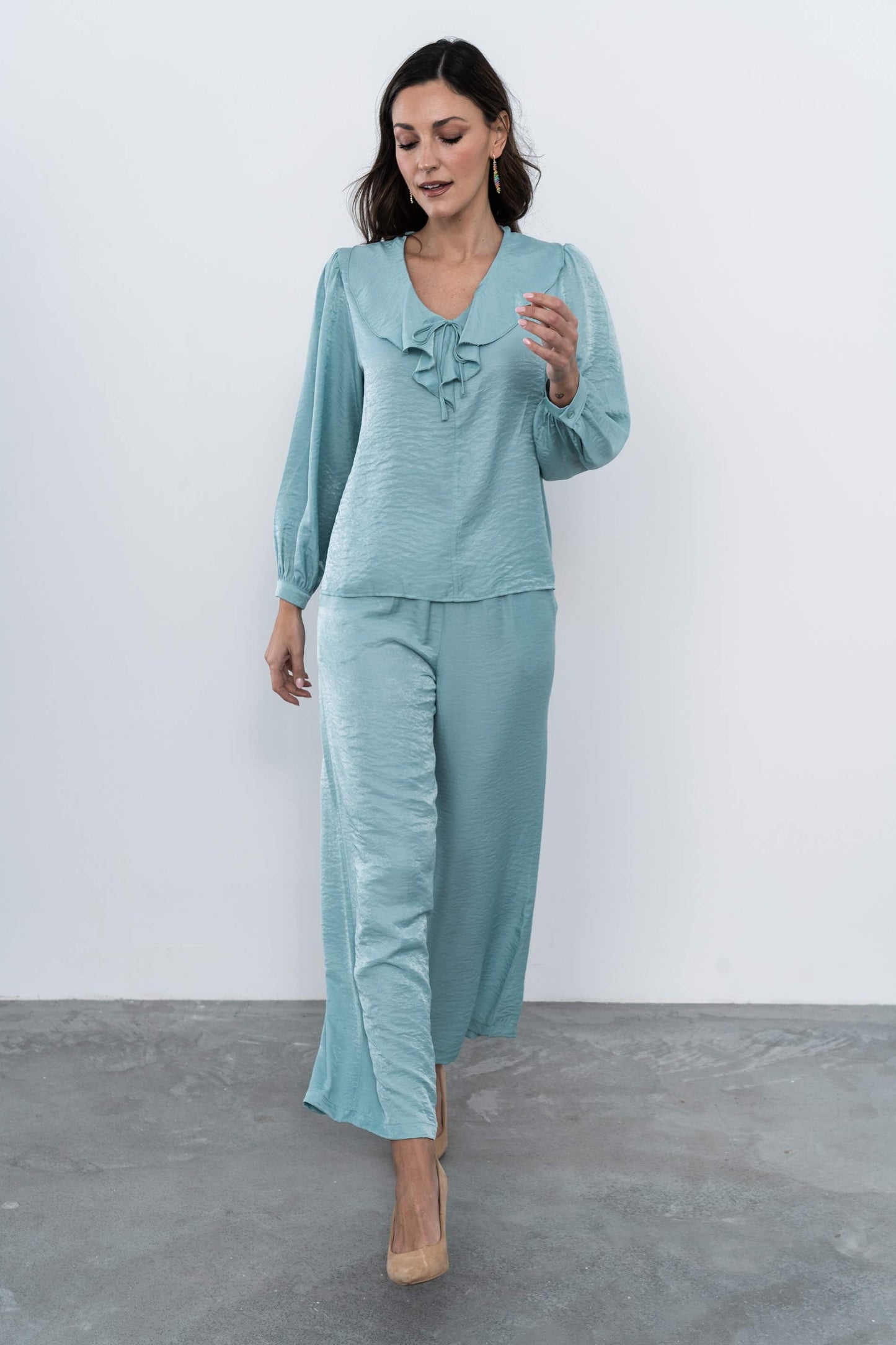 PANTALON ANCHO SATINADO AGUA - Imagen 5