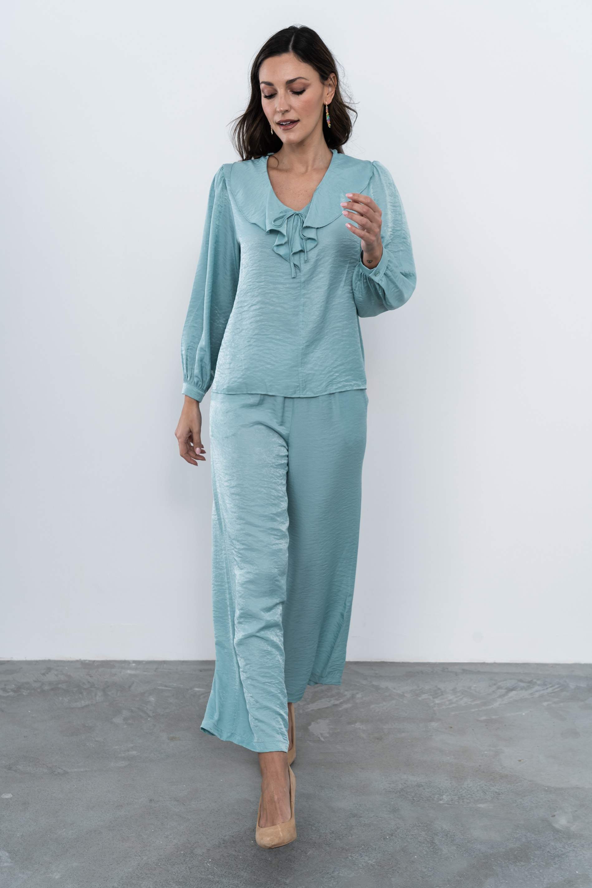 PANTALON ANCHO SATINADO AGUA - Imagen 5