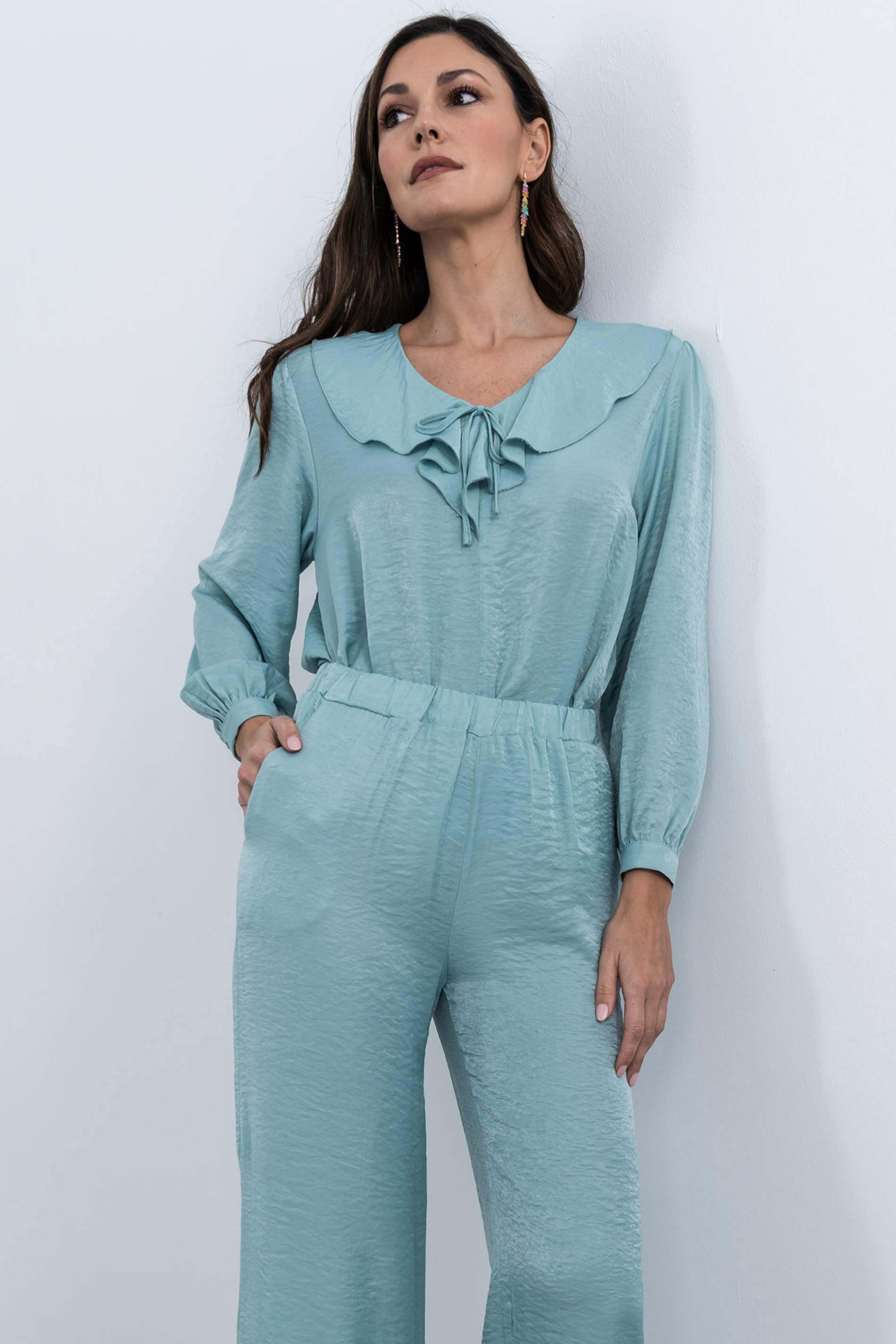 PANTALON ANCHO SATINADO AGUA - Imagen 6