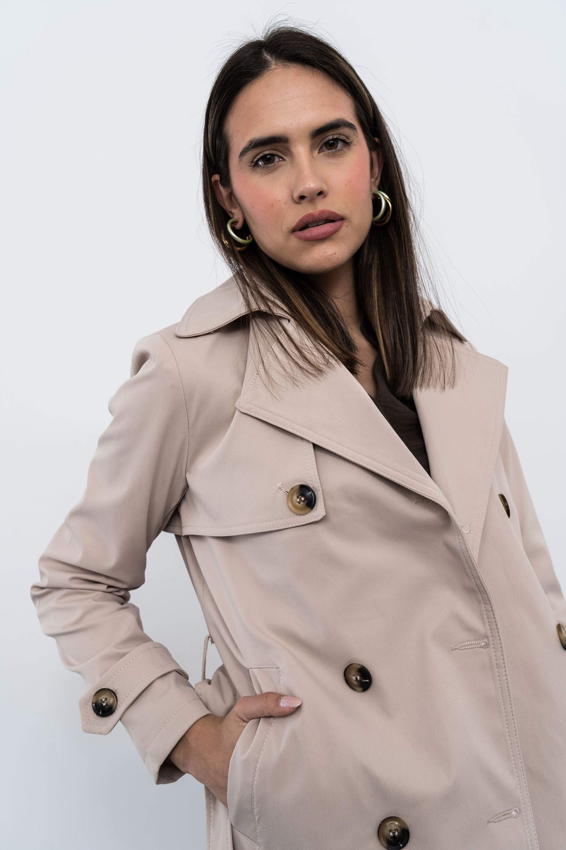 TRENCH CINTURON BEIGE - Imagen 5