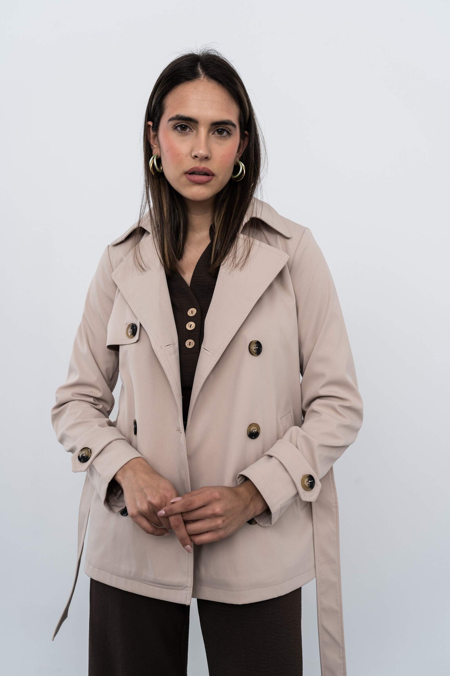 TRENCH CINTURON BEIGE - Imagen 7