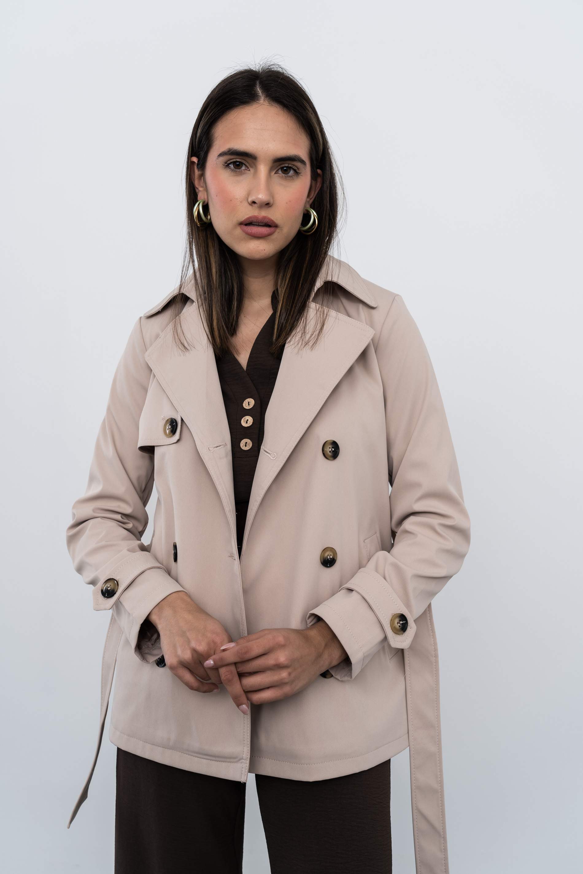 TRENCH CINTURON BEIGE - Imagen 7