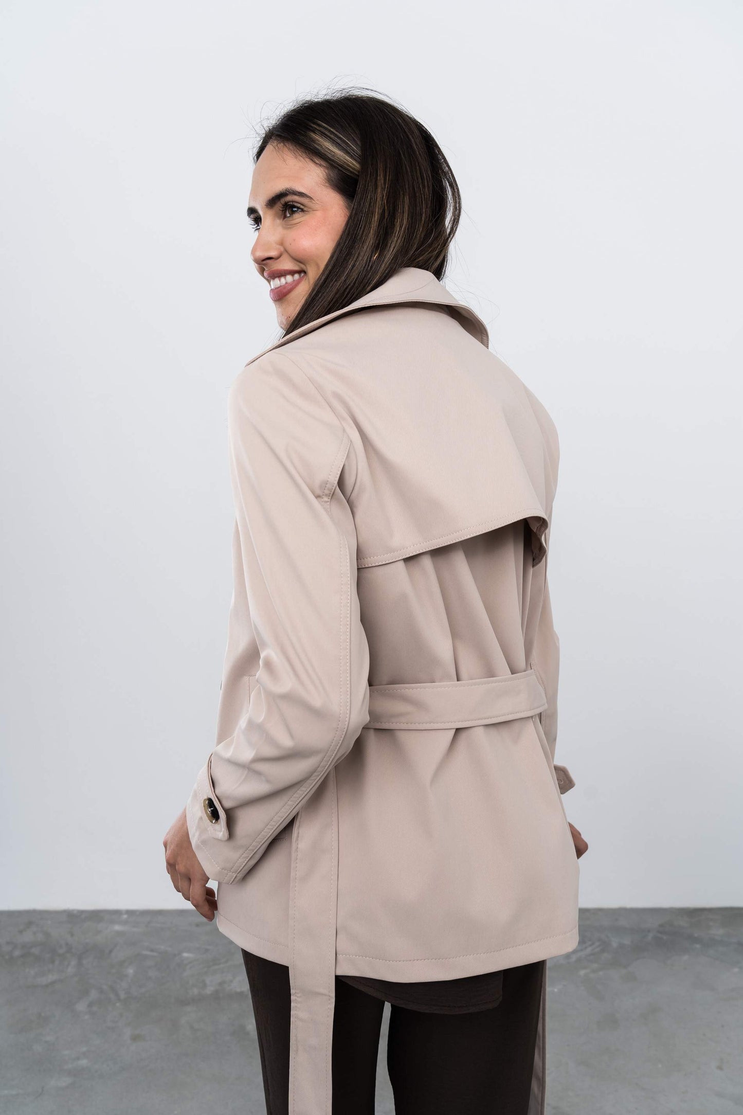 TRENCH CINTURON BEIGE - Imagen 8