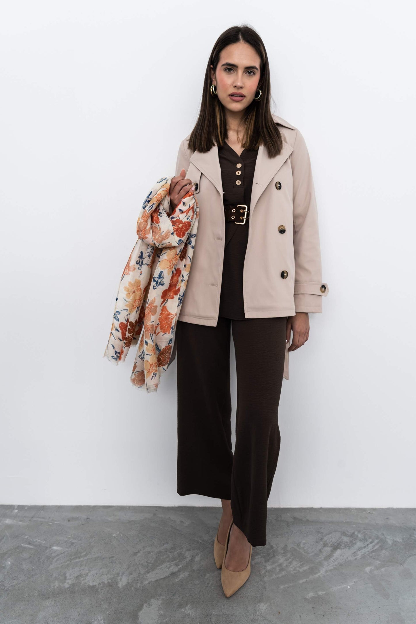 TRENCH CINTURON BEIGE - Imagen 9