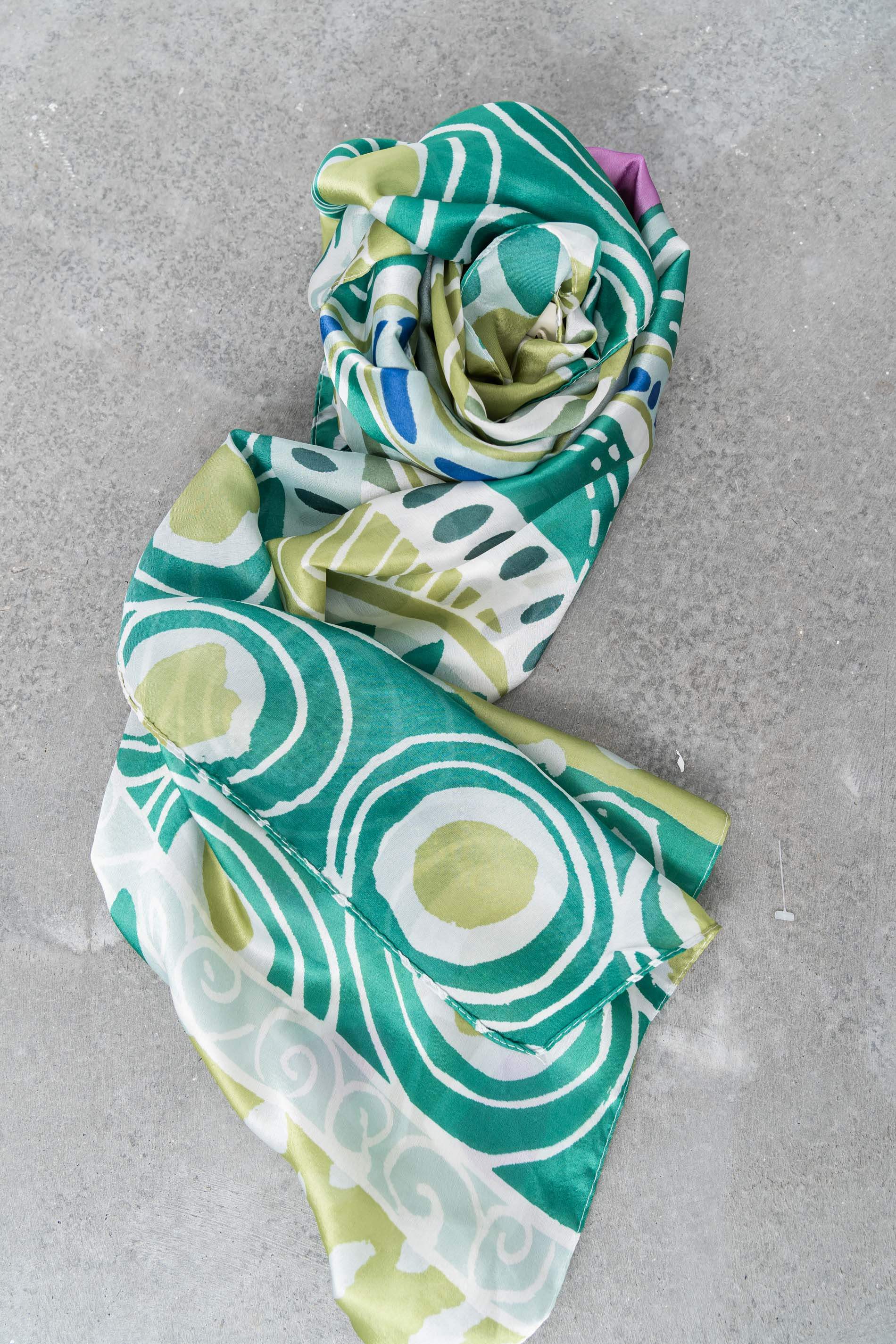 FOULARD EFECTO SEDA MOSAICO VERDE - Imagen 3