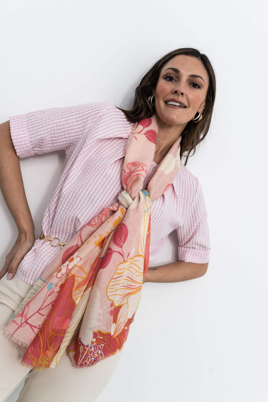 FOULARD FLORES COMBINADAS ROSA