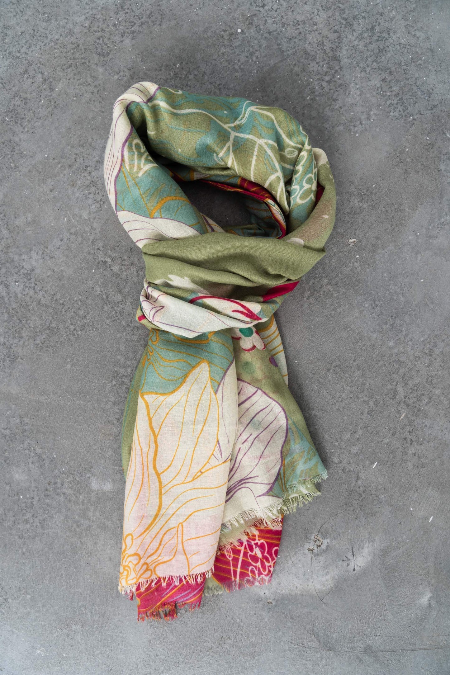 FOULARD FLORES COMBINADAS VERDE - Imagen 4