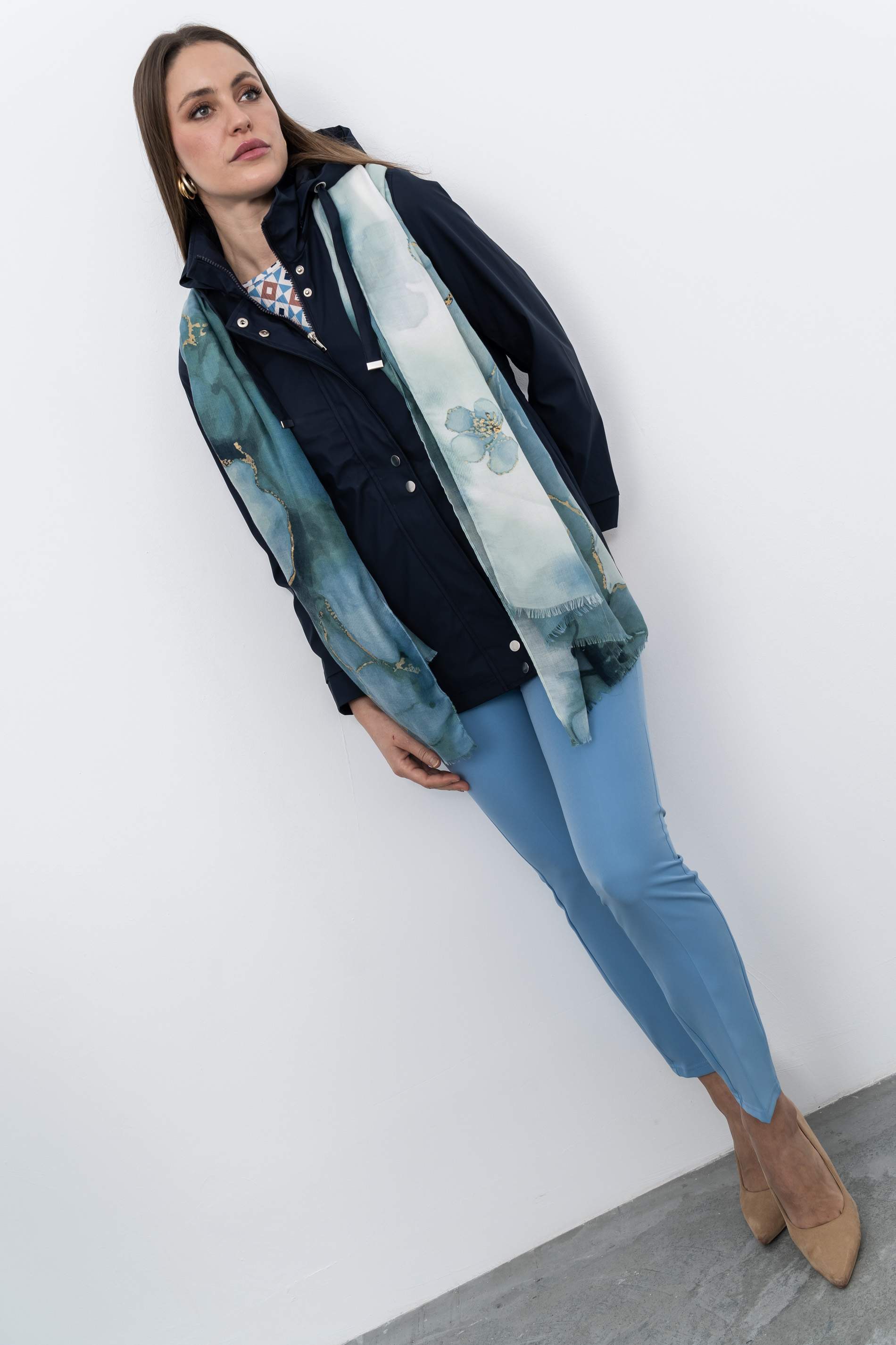 FOULARD FLOR DETALLE ORO VERDE